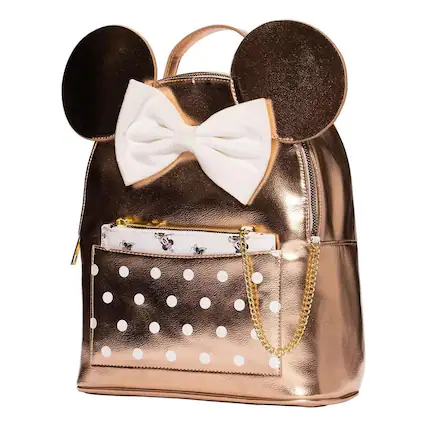 Front. Bioworld - Disney Amigo Minnie Mouse 11 Inch Detachable Pouch Mini-Backpack - Black.