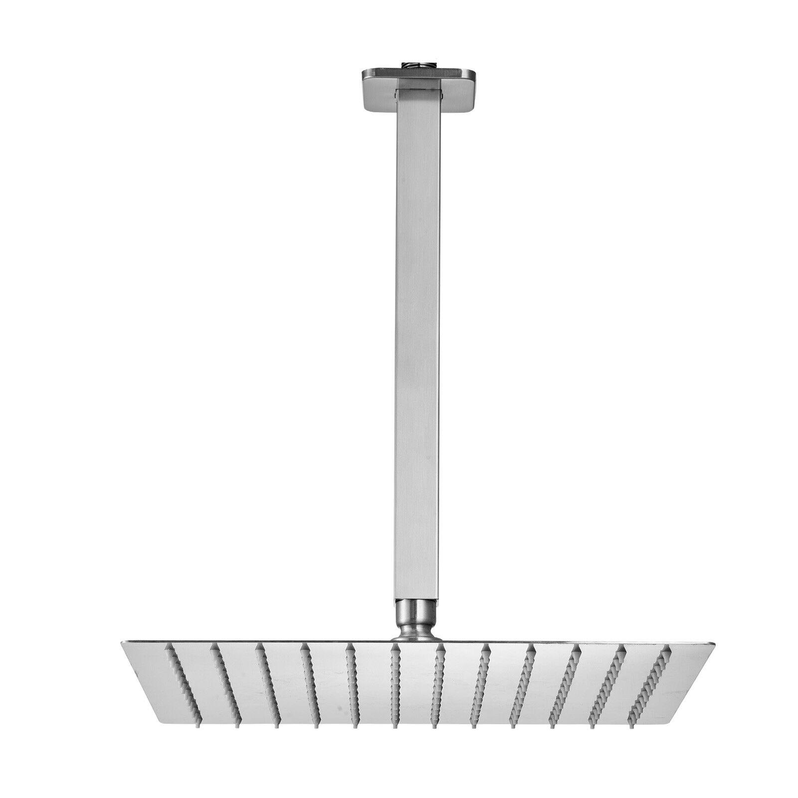 Alt View 10. Glintex - Shower Faucet Set, 12 in Square Rain Shower System with Handheld, Ceiling Mount Shower Valve and Trim Kit - Brushed Nickel.