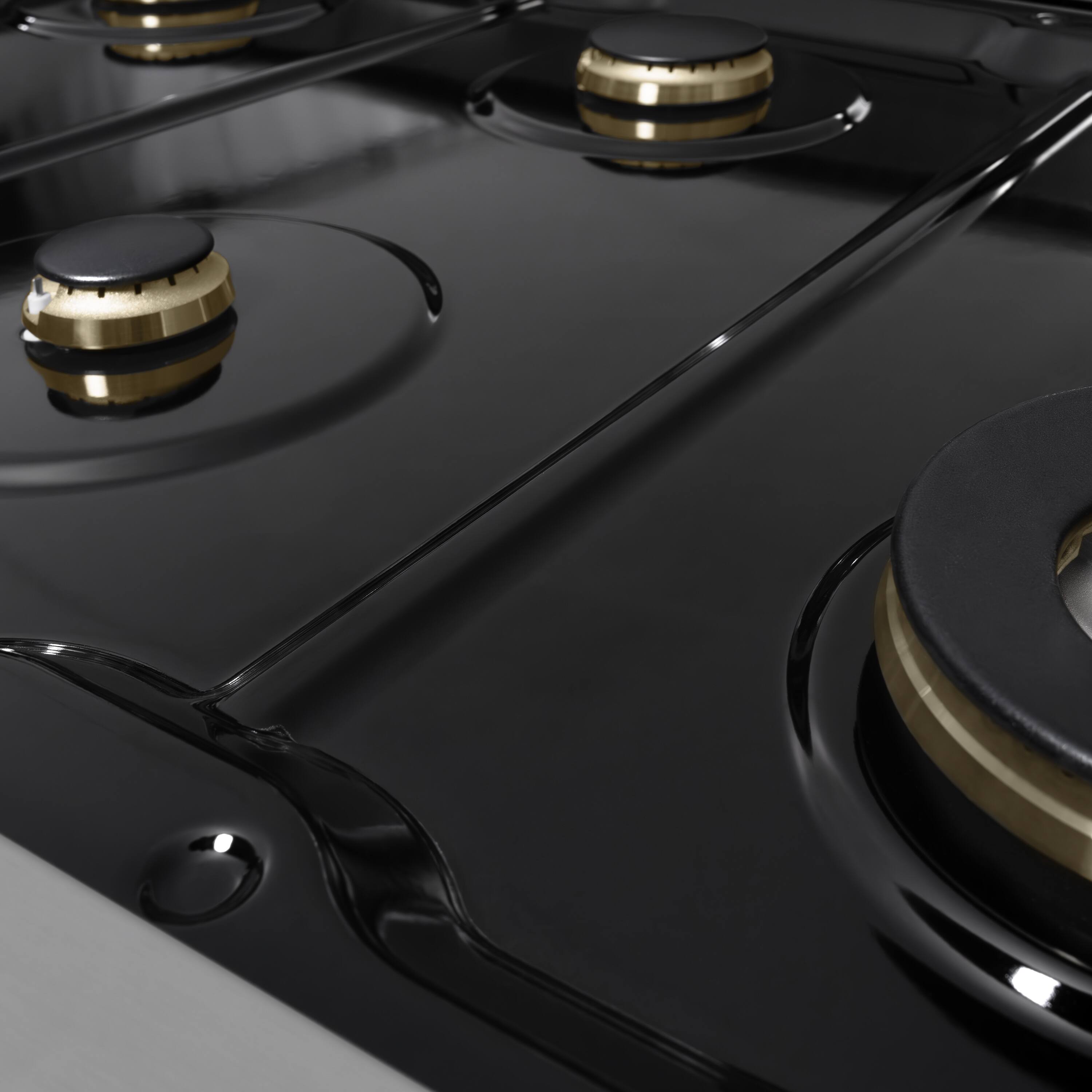 Alt View 10. ZLINE - Autograph 48 in. 6.7 cu. ft. Marino Dual Fuel Freestanding Range with 8 Gas Burner Cooktop with White & Gold Accents - White Matte.