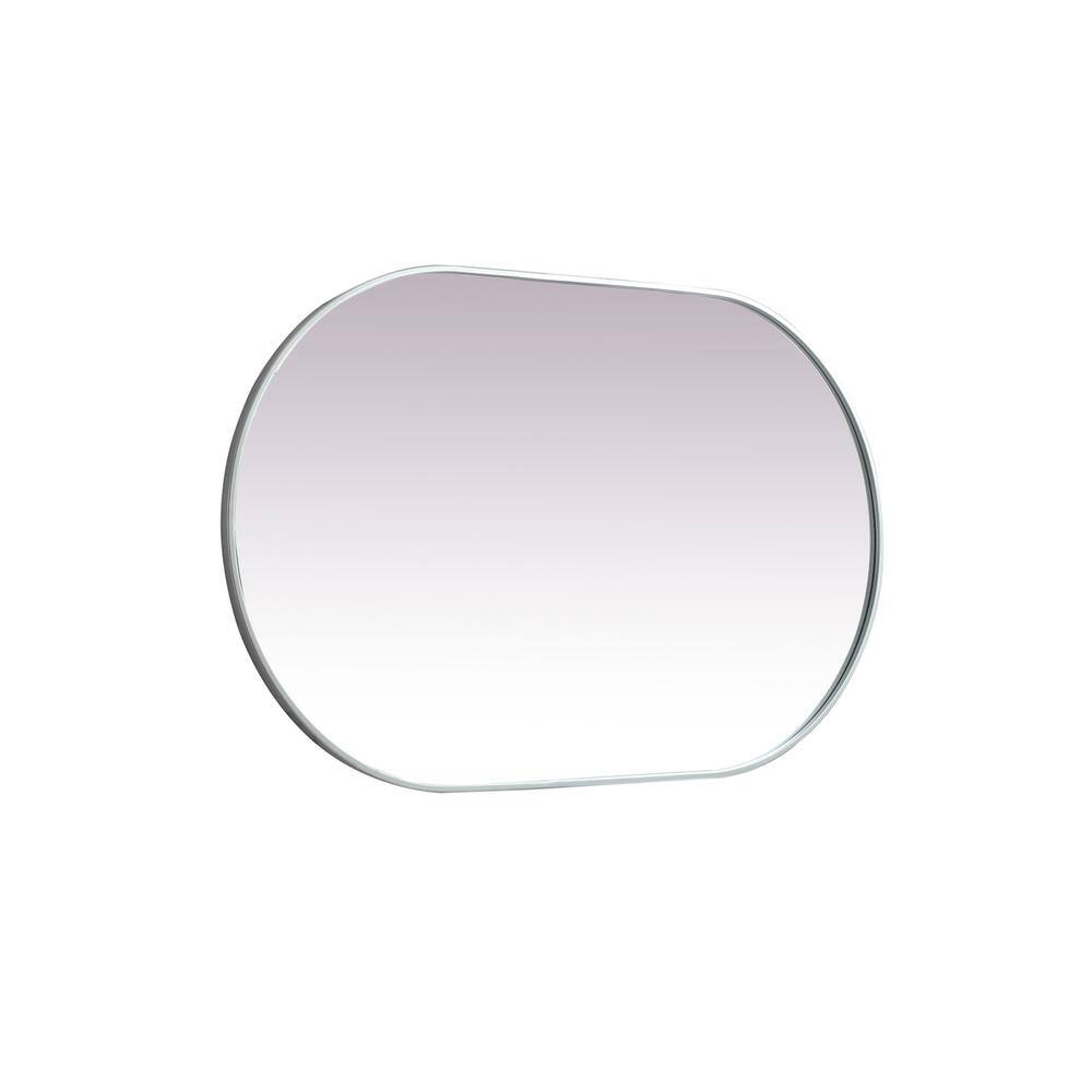 Left. Elegant Decor - Metal Frame Oval Mirror 30x48 Inch in Silver - Silver.
