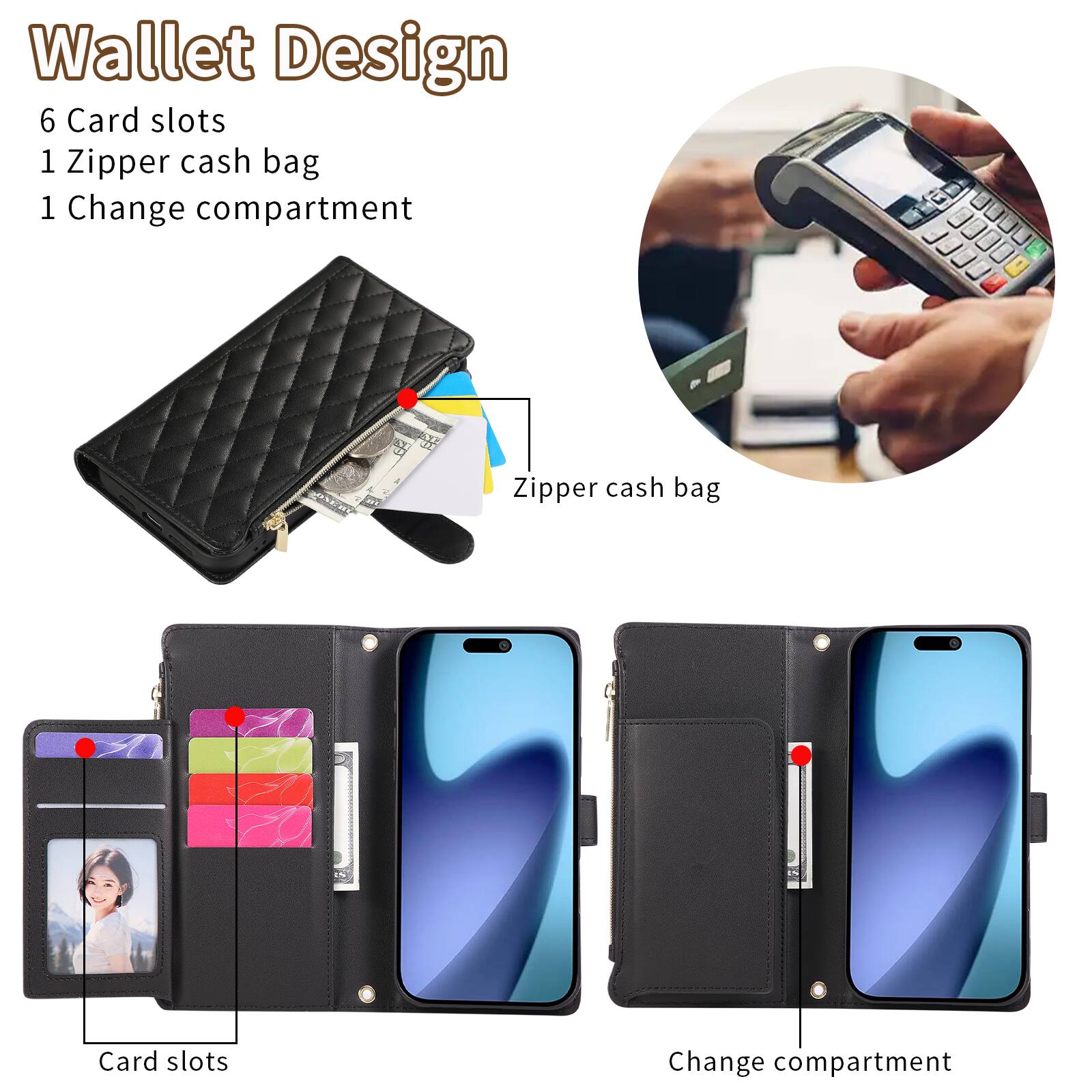 Dteck Wallet Phone Case for iPhone 18 Pro Max, PU Leather Flip Folio ...