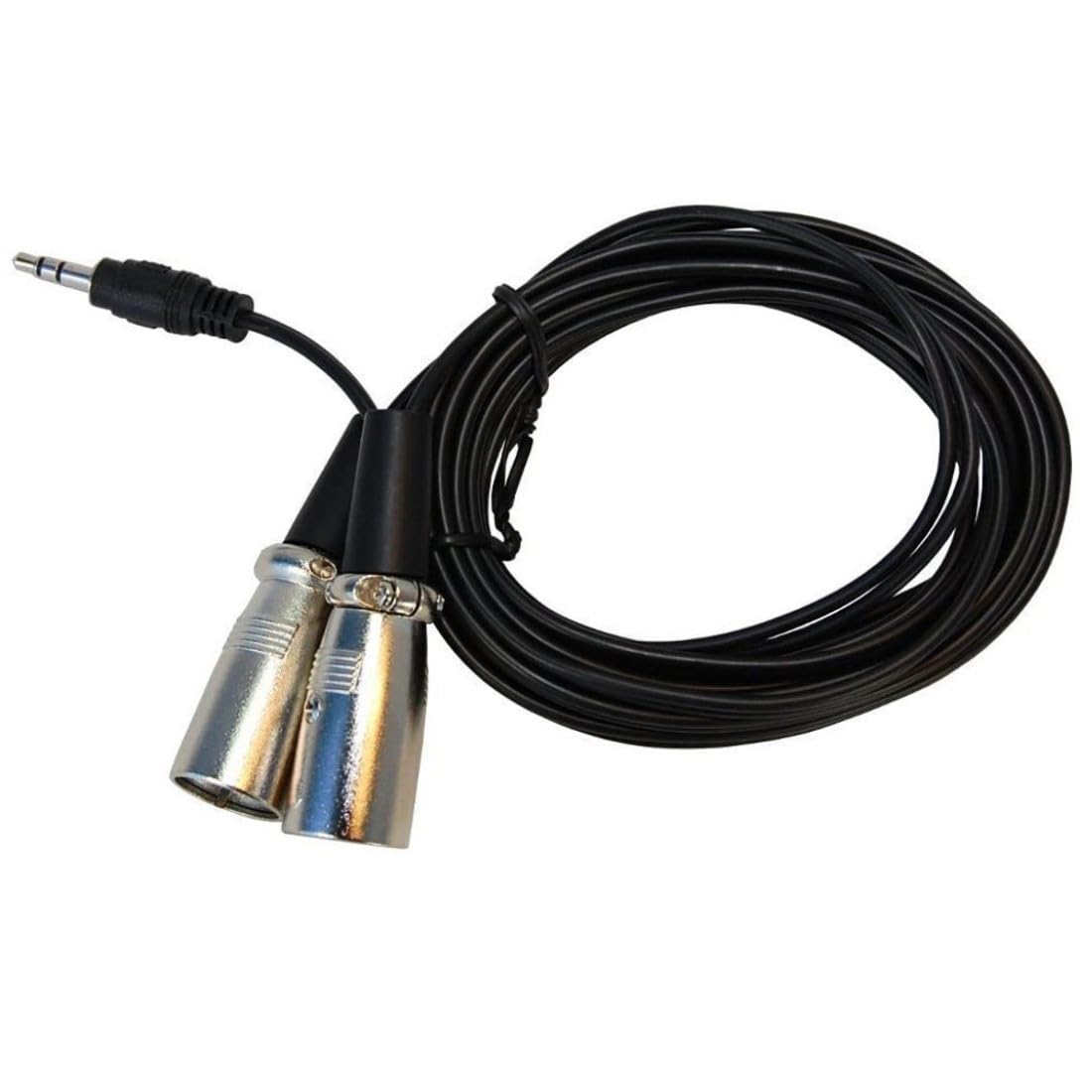 Back. HQRP - 6 ft 3.5 mm to dual XLR male audio cable for KRK Rokit 5 G2, HS50m, JBL EON 5151XT - Black.