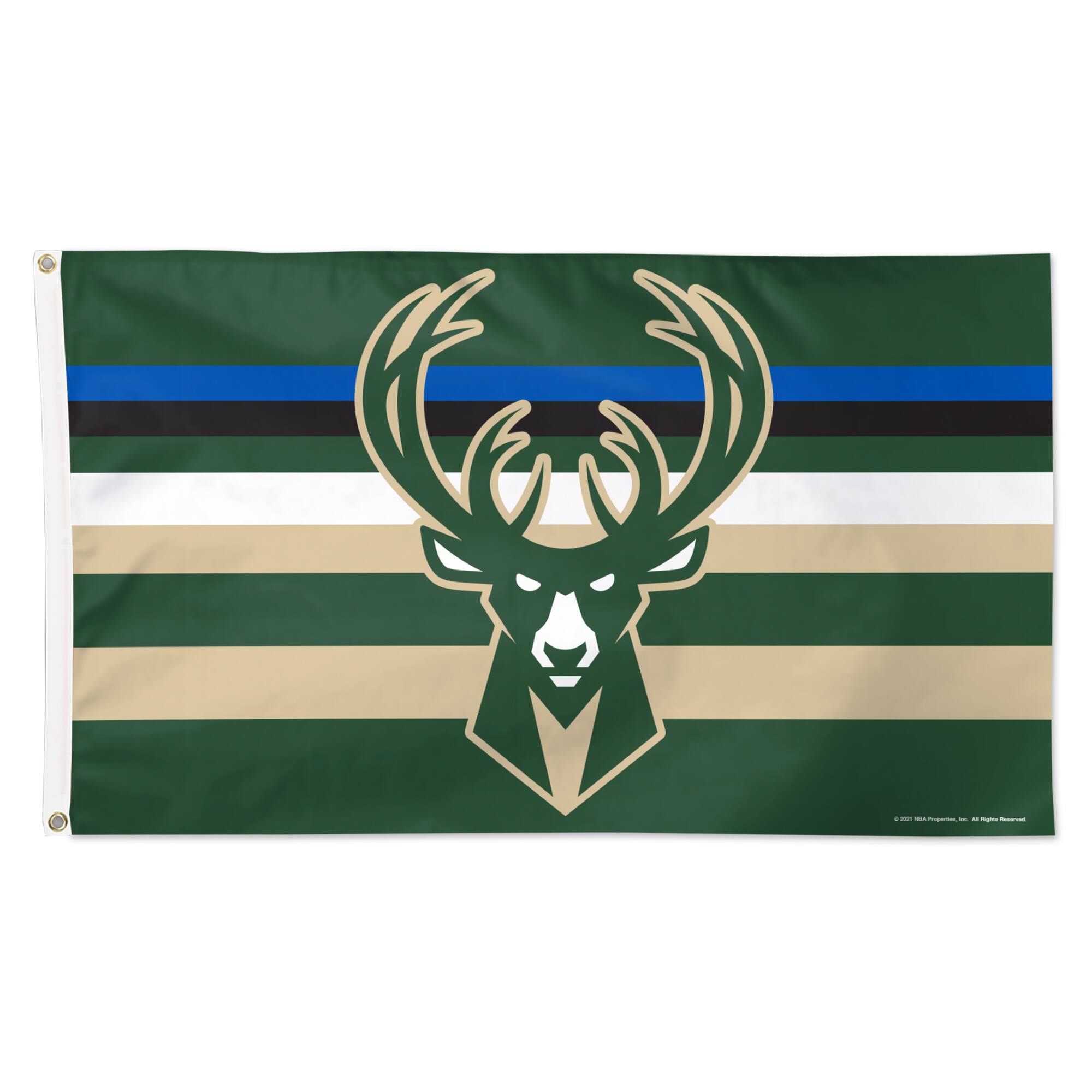 Front. WinCraft - Milwaukee Bucks 3' x 5' Horizontal Stripe Deluxe Single-Sided Flag - Multicolor.