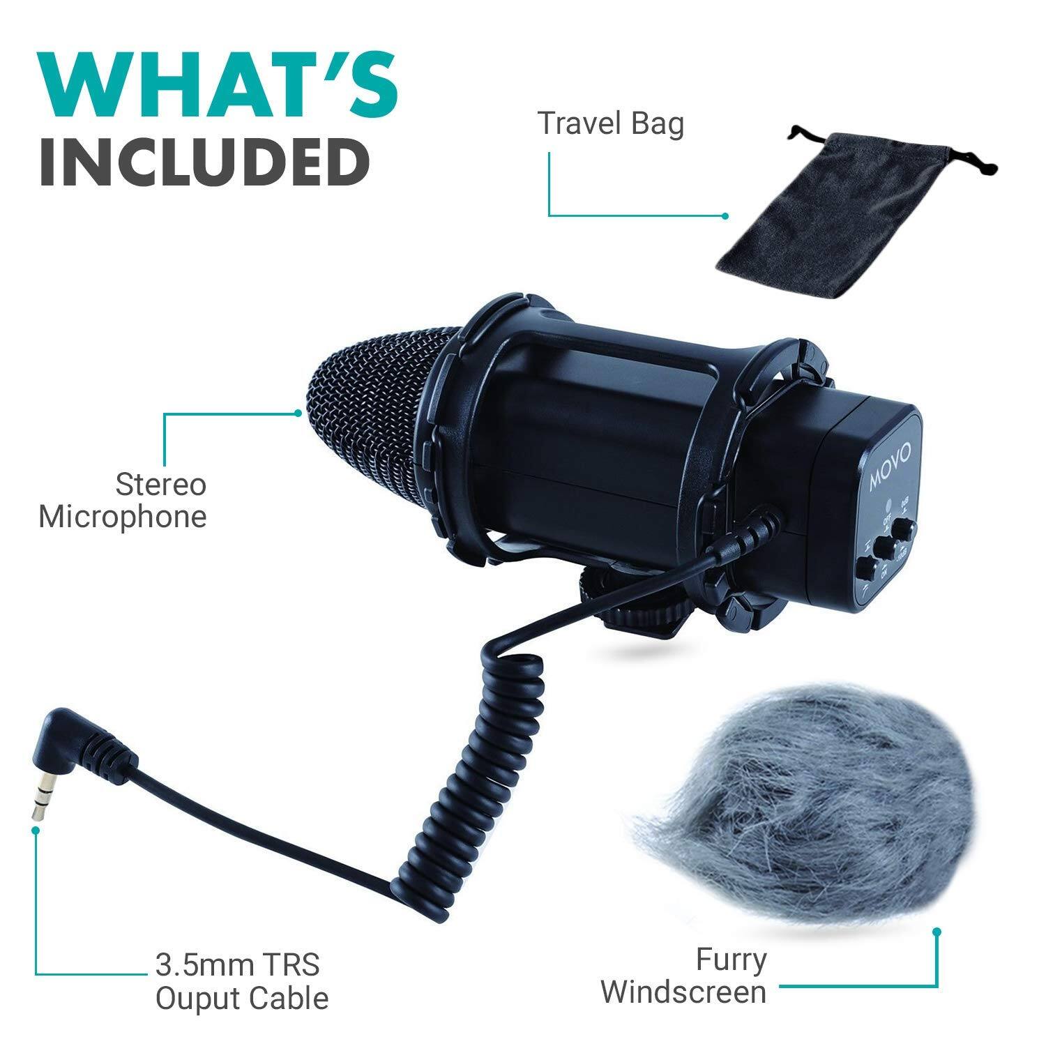 WHAT'S INCLUDED

- Travel Bag
- Stereo Microphone
- 3.5mm TRS Output Cable
- Furry Windscreen