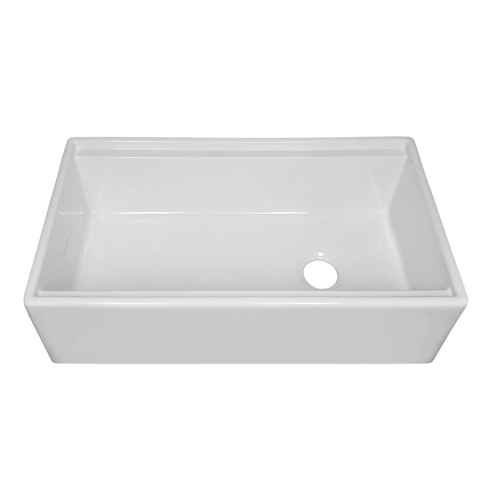 Back. Whitehaus - Collection 33" Reversible Single Bowl Fireclay Sink Set - White.