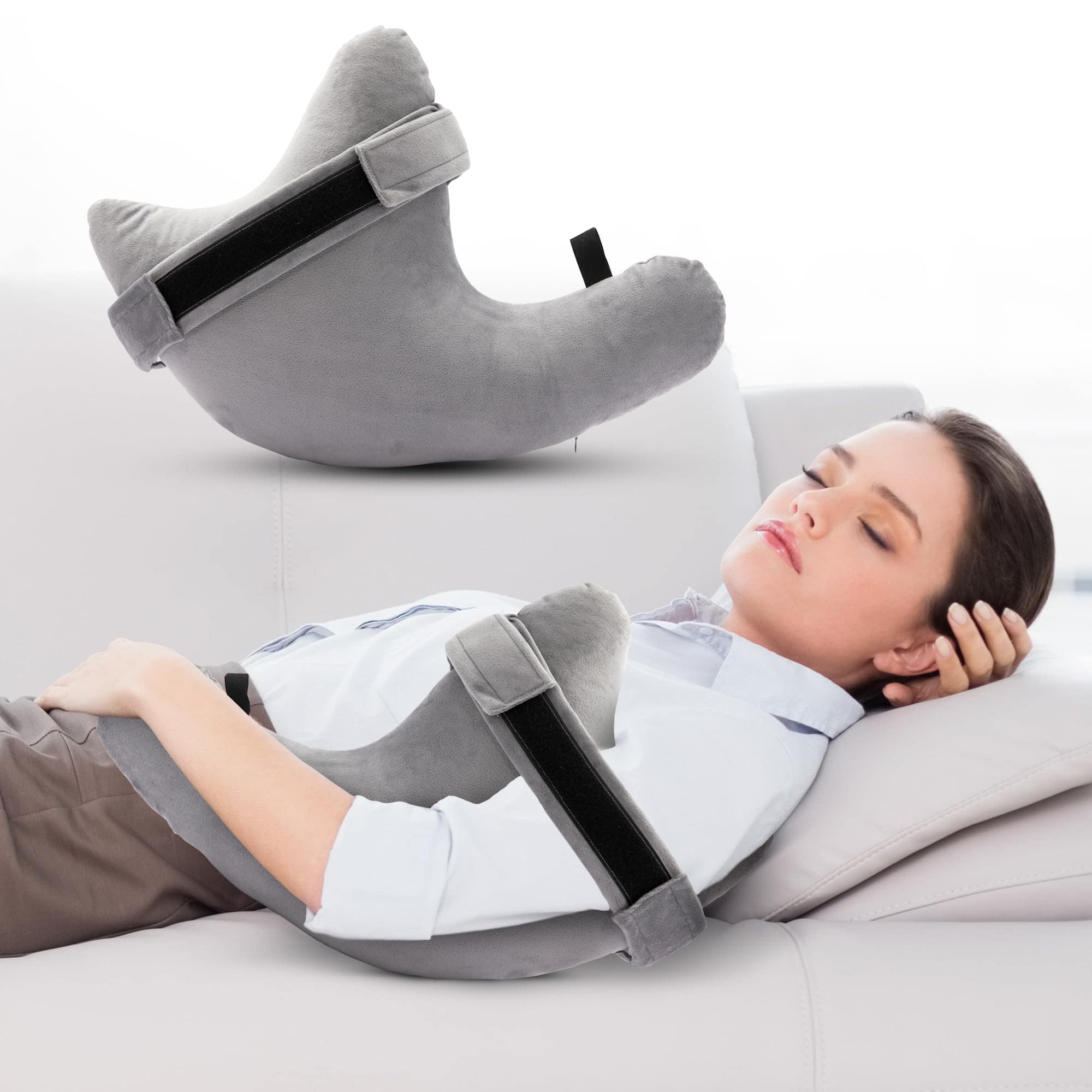 Cheer Collection - Shoulder Surgery Recovery Pillow with Arm Sling Strap - Gray