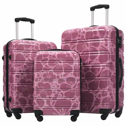 Front. Ecooso - Hardshell Luggage Sets 3 pcs Spinner Suitcase with TSA Lock Lightweight-20"+24"+28" Luggages - Pink Purple.