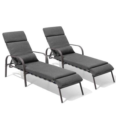 Alt View 9. Crestlive Products - Crestlive Products Set of 2 Brown Metal Frame Adjustbale Chaise Lounge Chair with Cushion and Pillow - Dark Gray.