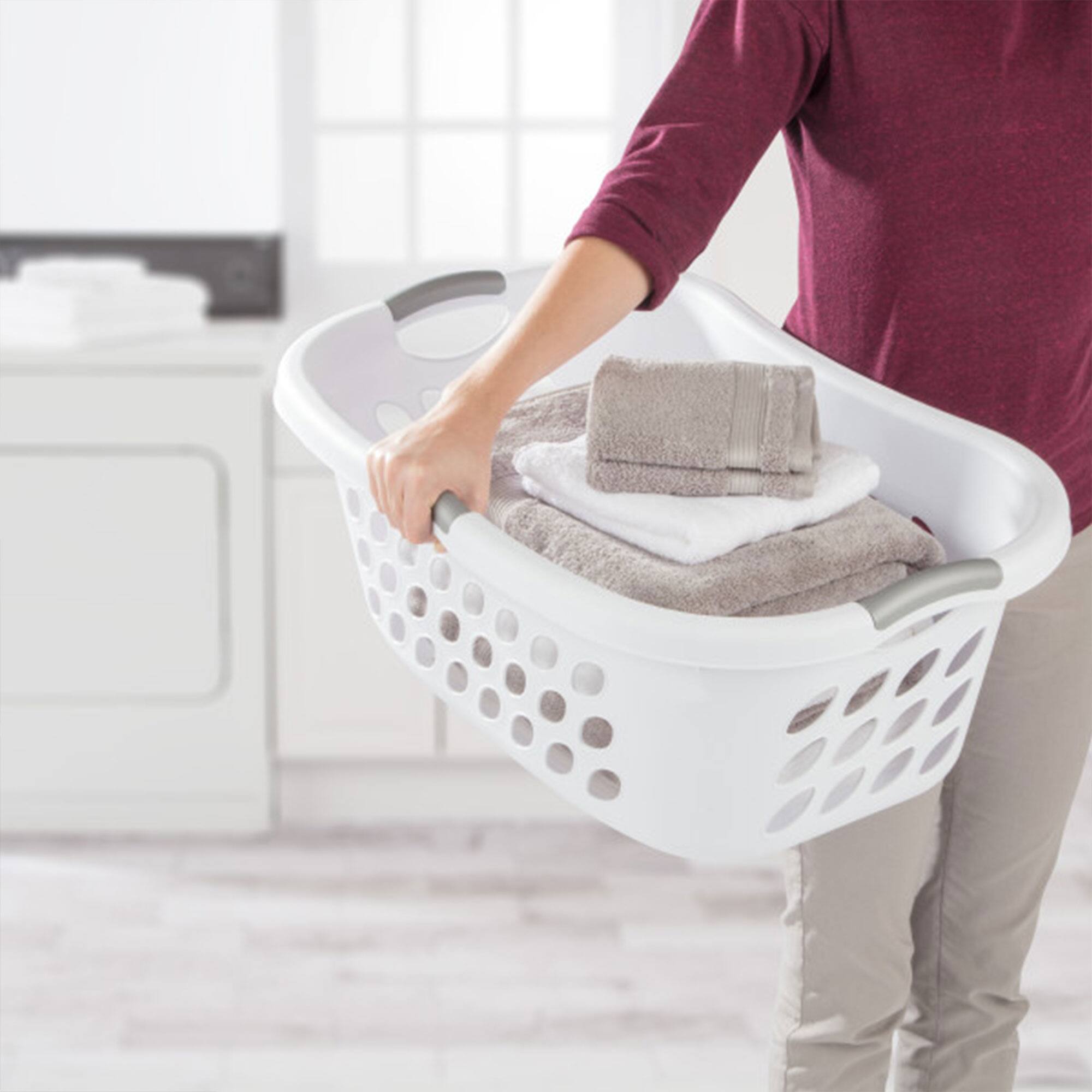 Alt View 2. Sterilite - Sterilite Ultra HipHold 1.25 Bushel Plastic Clothes Laundry Basket Bin (6 Pack) - White.