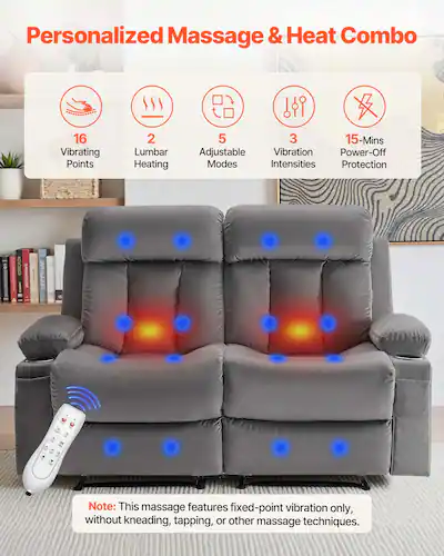 VEVOR Loveseat Recliner Sofa, Power Reclining Couch with Heating and Massage, Soft Velvet Electric Recliner Sofa Gray A1505-2DLR - Best Buy VEVOR Loveseat Recliner Sofa, Power Reclining Couch with Heating and Massage, Soft Velvet Electric Recliner Sofa Gray A1505-2DLR - Best Buy