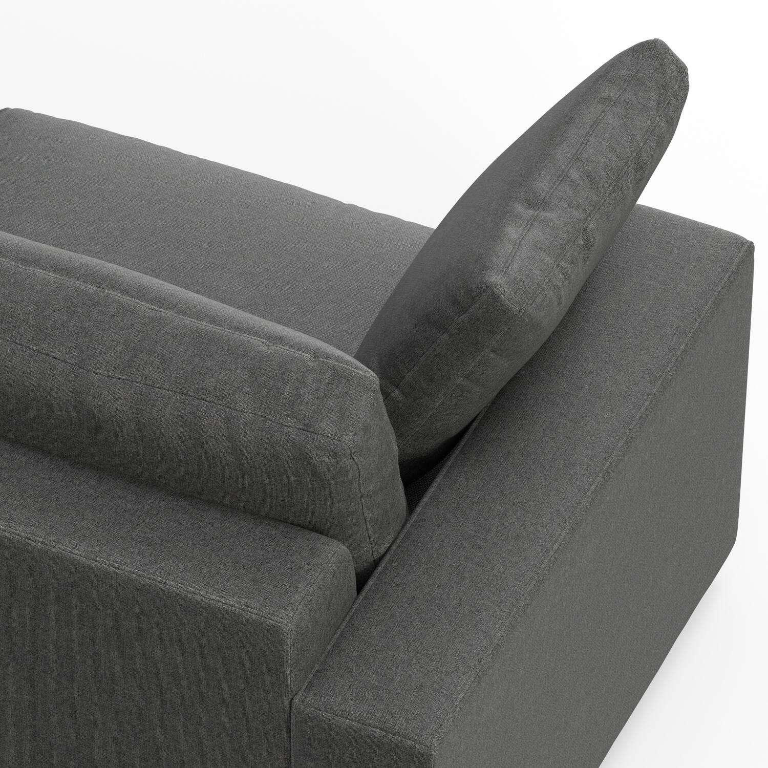 Alt View 2. Simpli Home - Charlie 96-inch Sofa in Tightly Woven Performance Fabric - Pebble Grey.