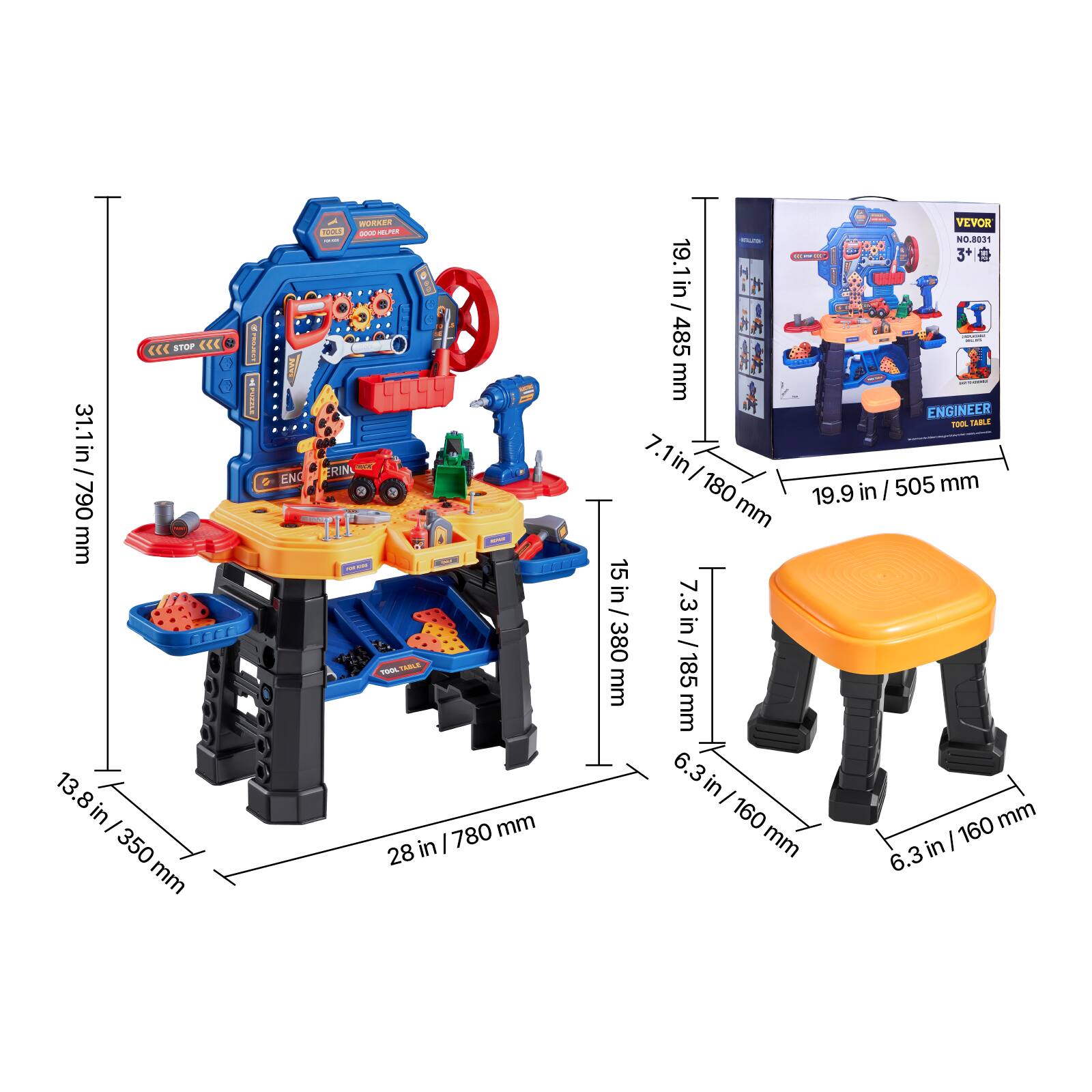 - STOP
- 31.1 in / 790 mm
- 13.8 in / 350 mm
- 28 in / 780 mm
- 19.1 in / 485 mm
- 7.1 in / 180 mm
- 15 in / 380 mm
- 7.3 in / 185 mm
- 6.3 in / 160 mm
- 19.9 in / 505 mm
- 6.3 in / 160 mm
- ENGINEER TOOL TABLE
- VENDOR
- 3+