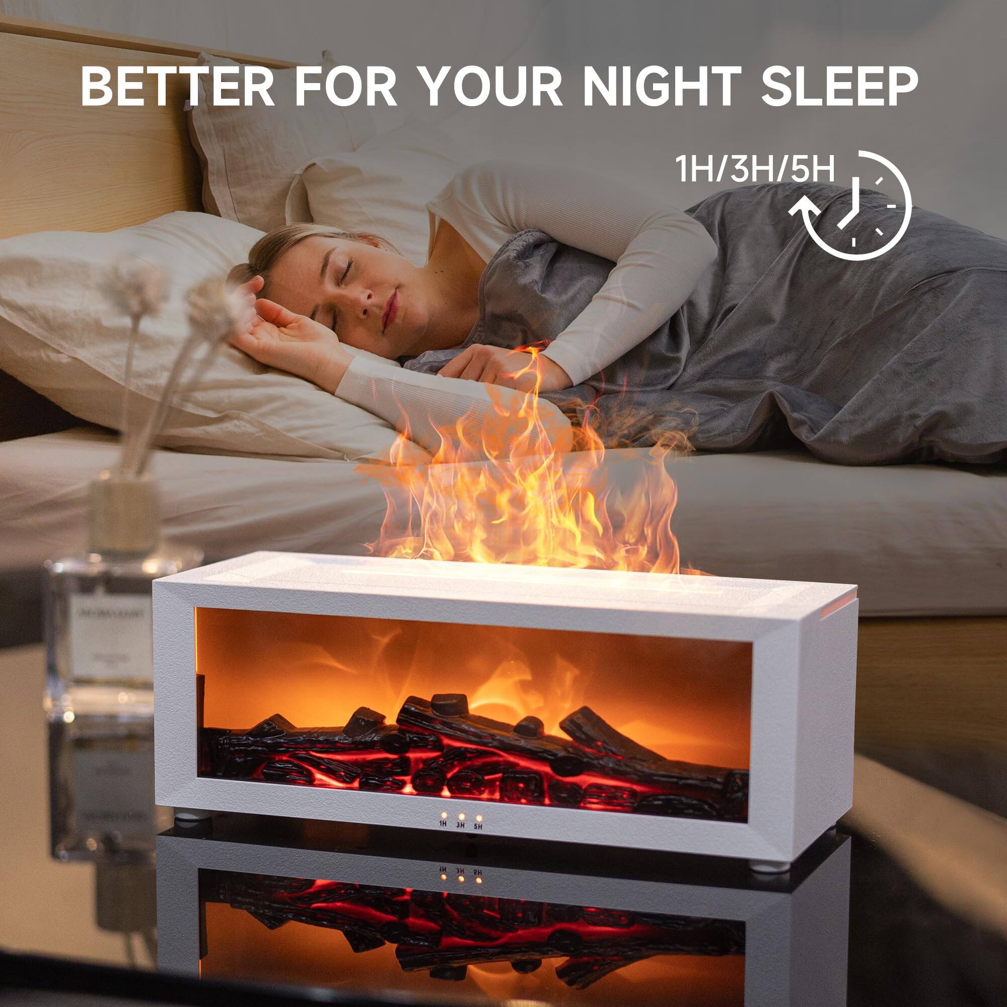 PRIMEPLUS Fireplace Flame Ultrasonic Aroma Diffuser Humidifier, 7 ...