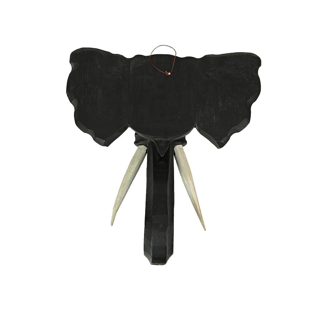 Alt View 9. Zeckos - Hand Carved 12 Inch Black Elephant Head Wooden Wall Hanging Sculpture Safari Art - Black.