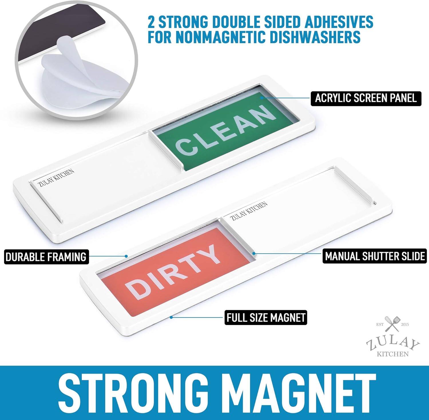 2 STRONG DOUBLE SIDED ADHESIVES FOR NONMAGNETIC DISHWASHERS

ACRYLIC SCREEN PANEL

DURABLE FRAMING

MANUAL SHUTTER SLIDE

FULL SIZE MAGNET

STRONG MAGNET

ZULAY KITCHEN

EST. 2015