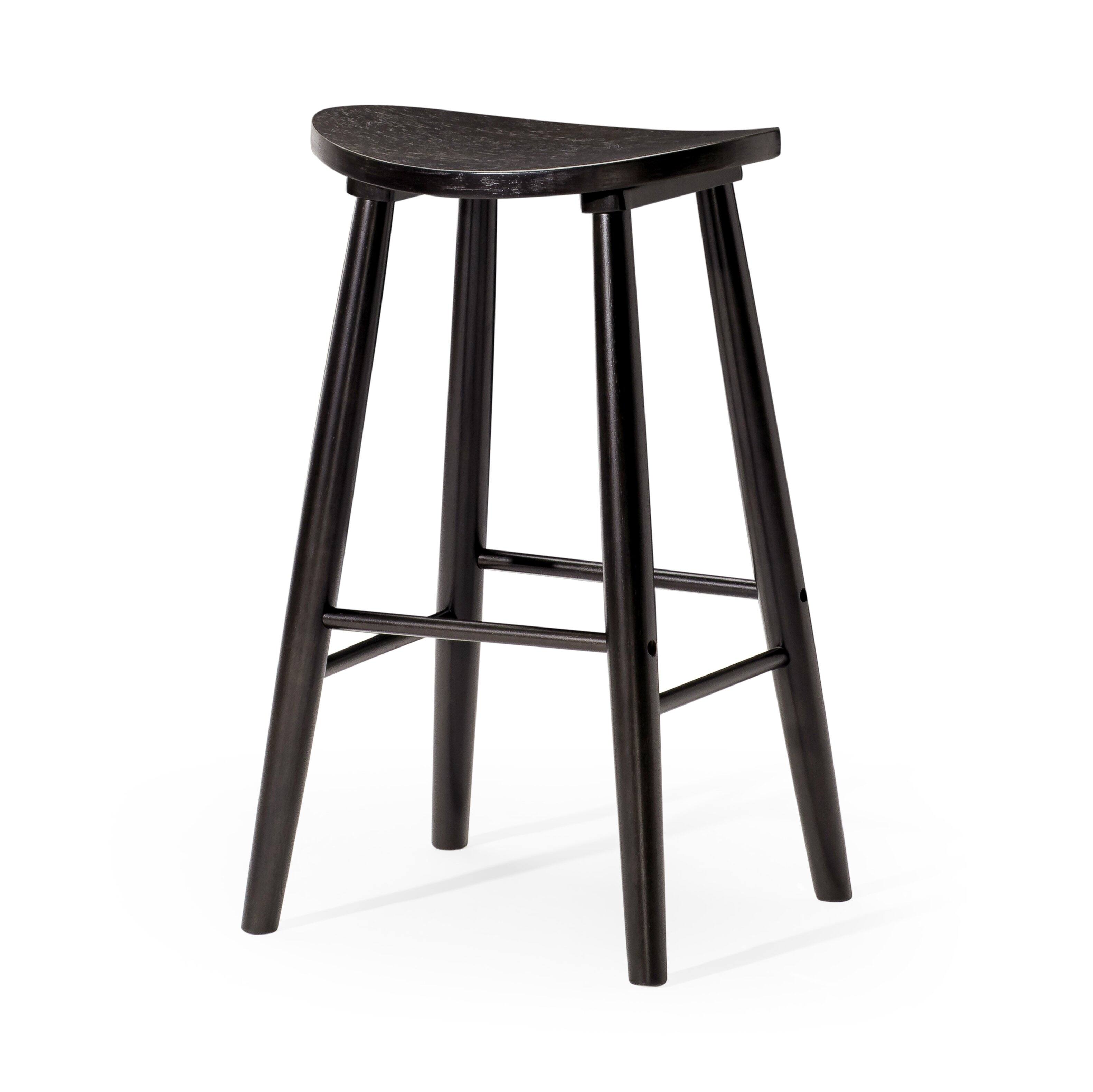 Front. Maven Lane - 30" Luna Bar Stool In Rustic Black Wood Finish - Rustic Black.