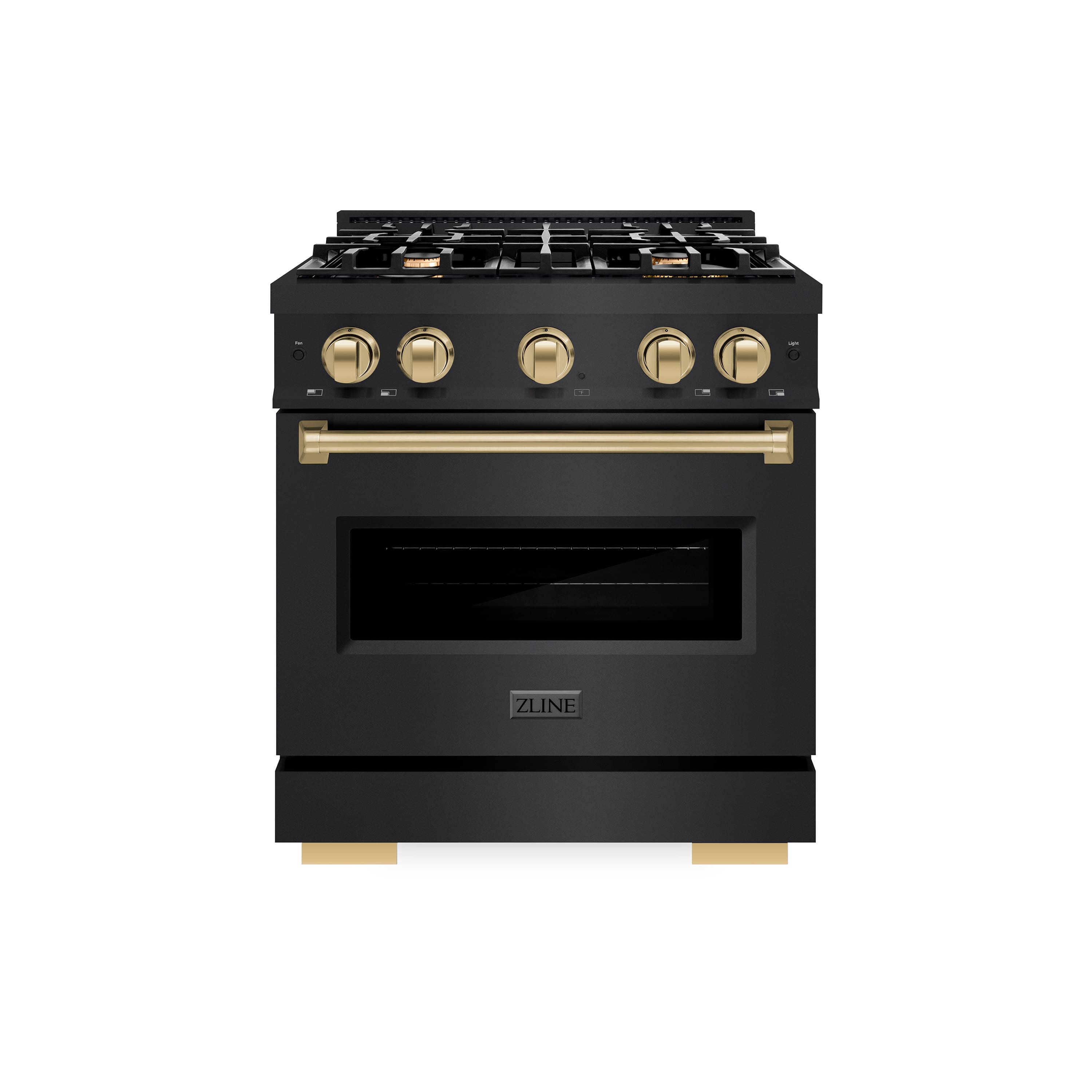 ZLINE Autograph 30" Classic Dual Fuel Black Stainless Range w/ Bronze Accents (CDRBZ-30-CB) Front