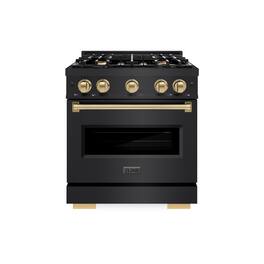 ZLINE - Autograph 30" Classic Dual Fuel Black Stainless Range w/ Bronze Accents (CDRBZ-30-CB) - Black Stainless Steel