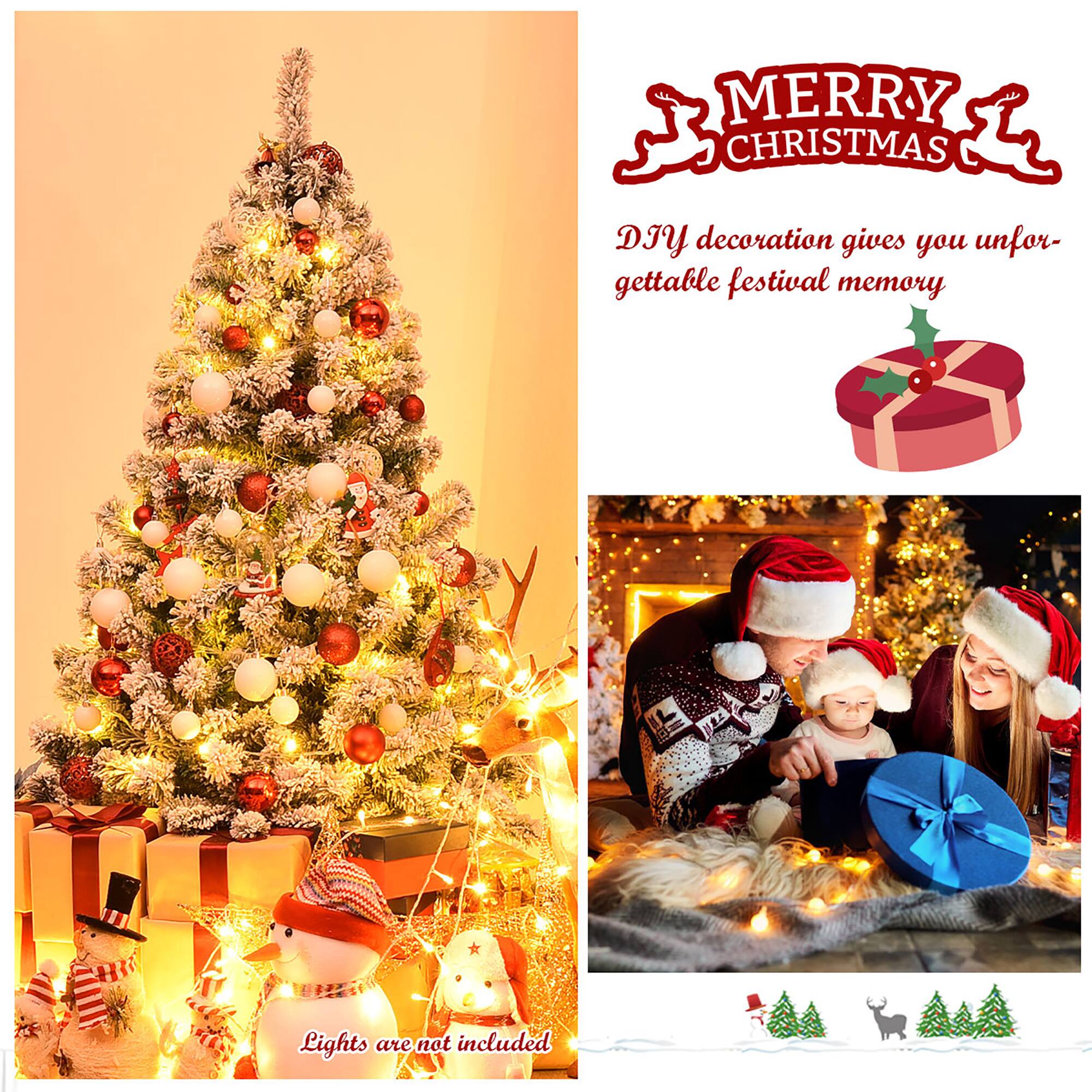 Merry Christmas DIY decoration gives you unforgettable festival memory. Lights are not included.