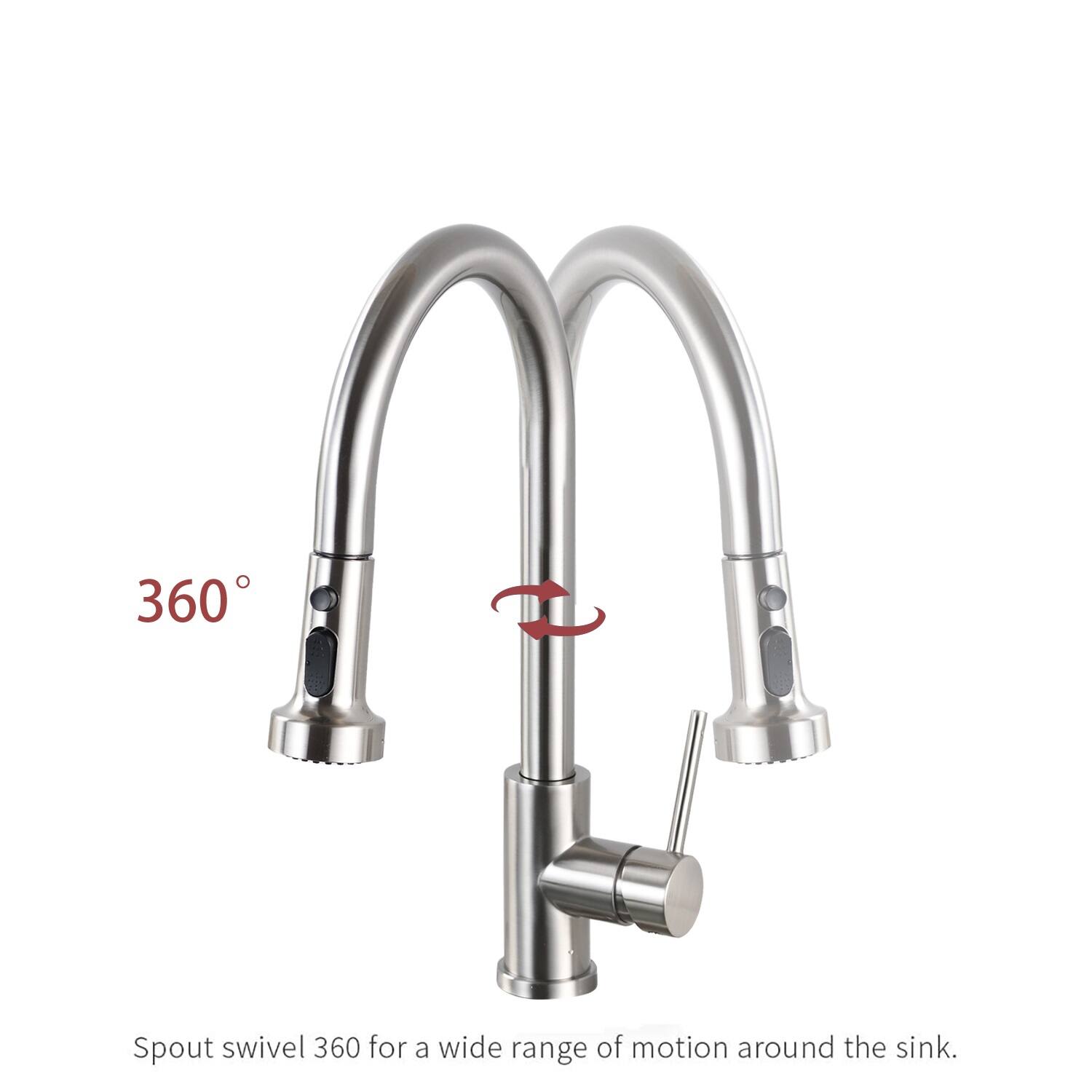 360° Spout swivel for a wide range of motion around the sink.