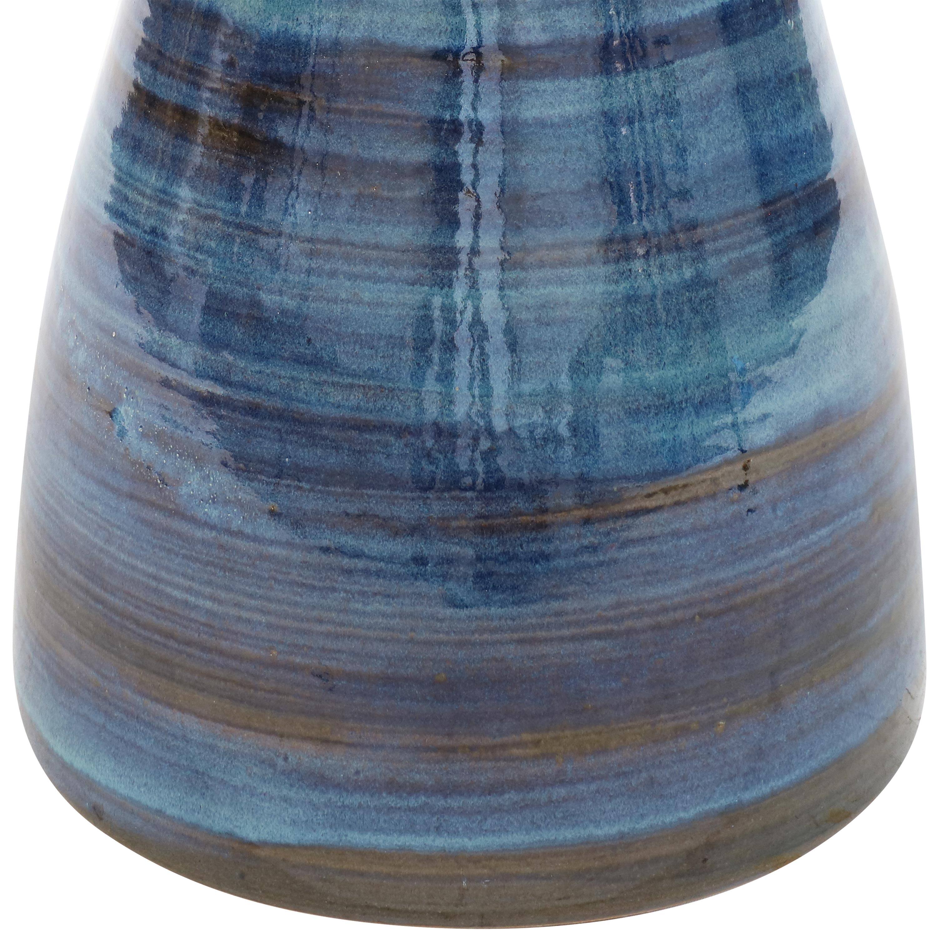 Alt View 10. Sunnydaze - Elegant Glazed Ceramic Bird Bath - 20.5 in - Galaxy Blue.