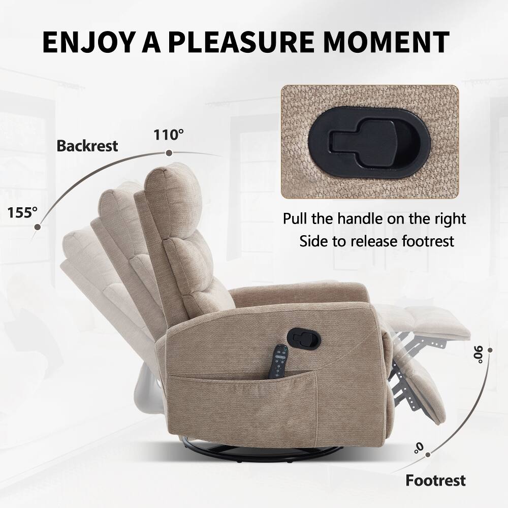 ENJOY A PLEASURE MOMENT

Backrest 155°
110°

Pull the handle on the right side to release footrest

Footrest