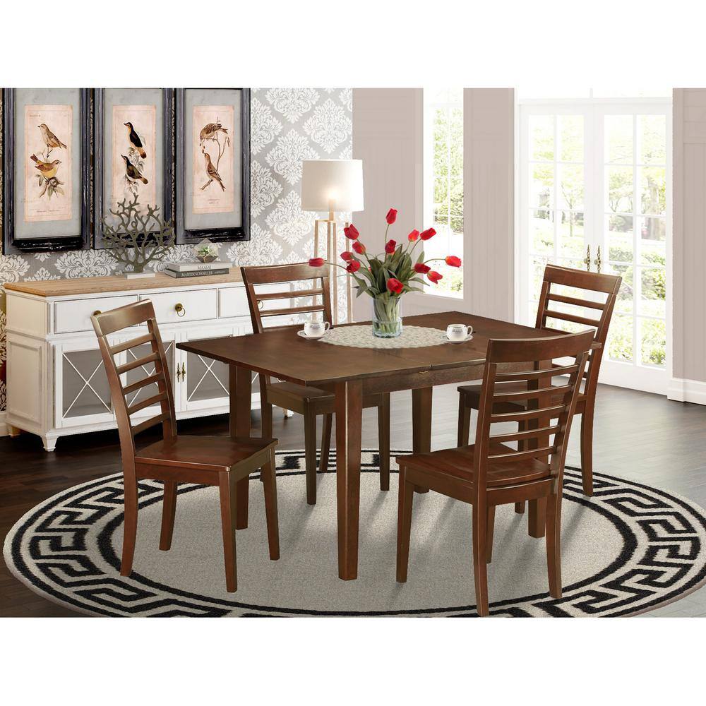 Back. East West Furniture - 5 Pc Kitchen nook Dining set small Table with 4 Dining Chairs - Mahogany.