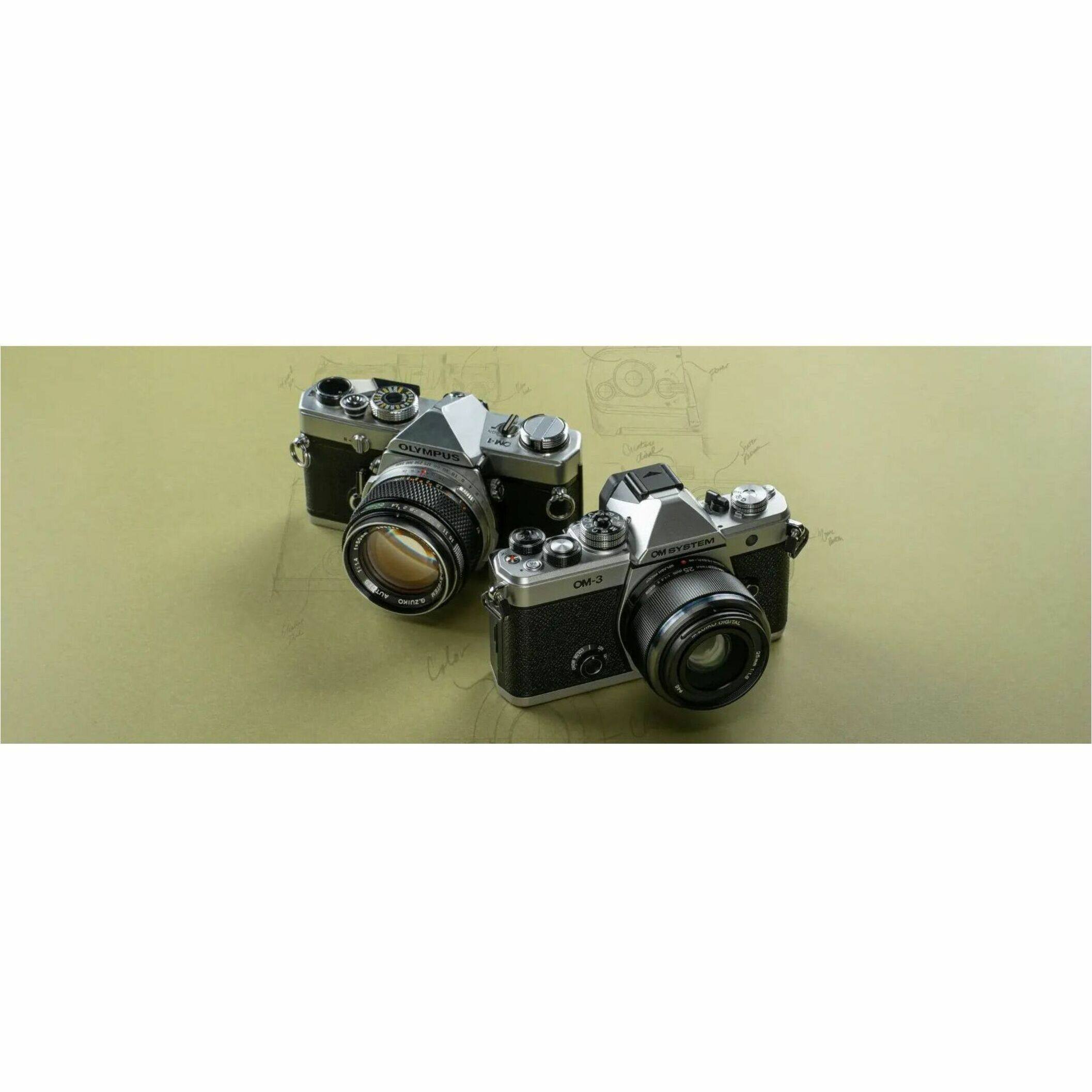 The text on the image reads "F-A Olympus! I - Lme E Cor OM-3 ce Byten o." This text is a combination of various camera-related terms and phrases. The phrase "F-A Olympus!" refers to a specific camera model, while "I - Lme E Cor OM-3 ce Byten o" is a description of the camera's features and functions. The text is likely meant to convey information about the camera's capabilities and the brand it belongs to.