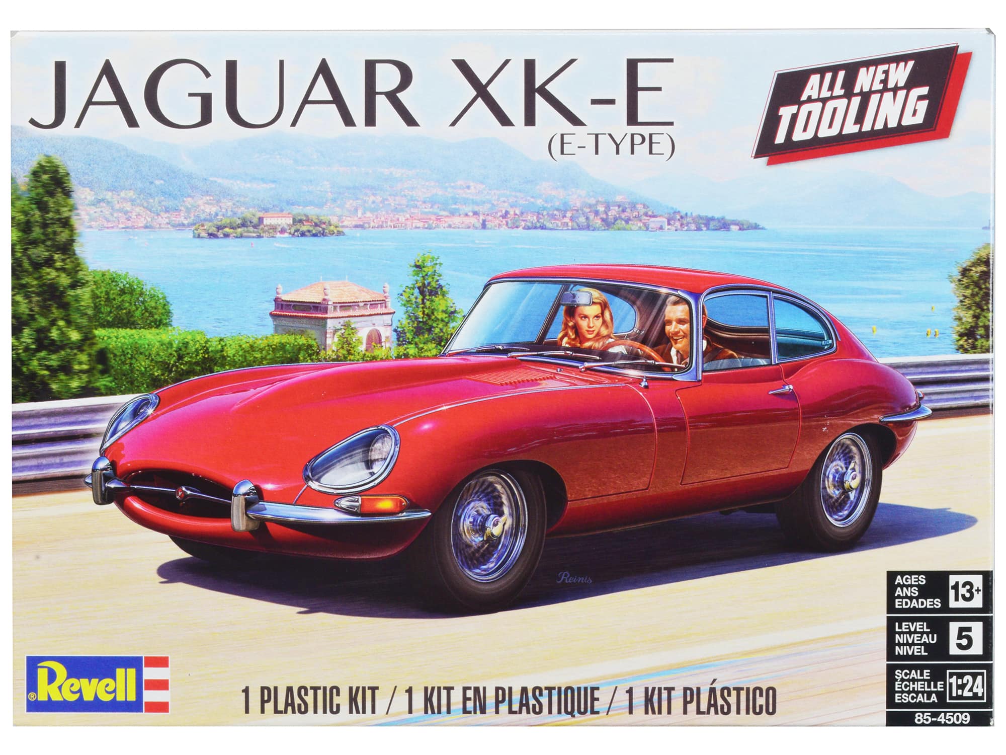 Level 5 Model Kit Jaguar XK-E (E-Type) 1/24 Scale Model by Revell - Red