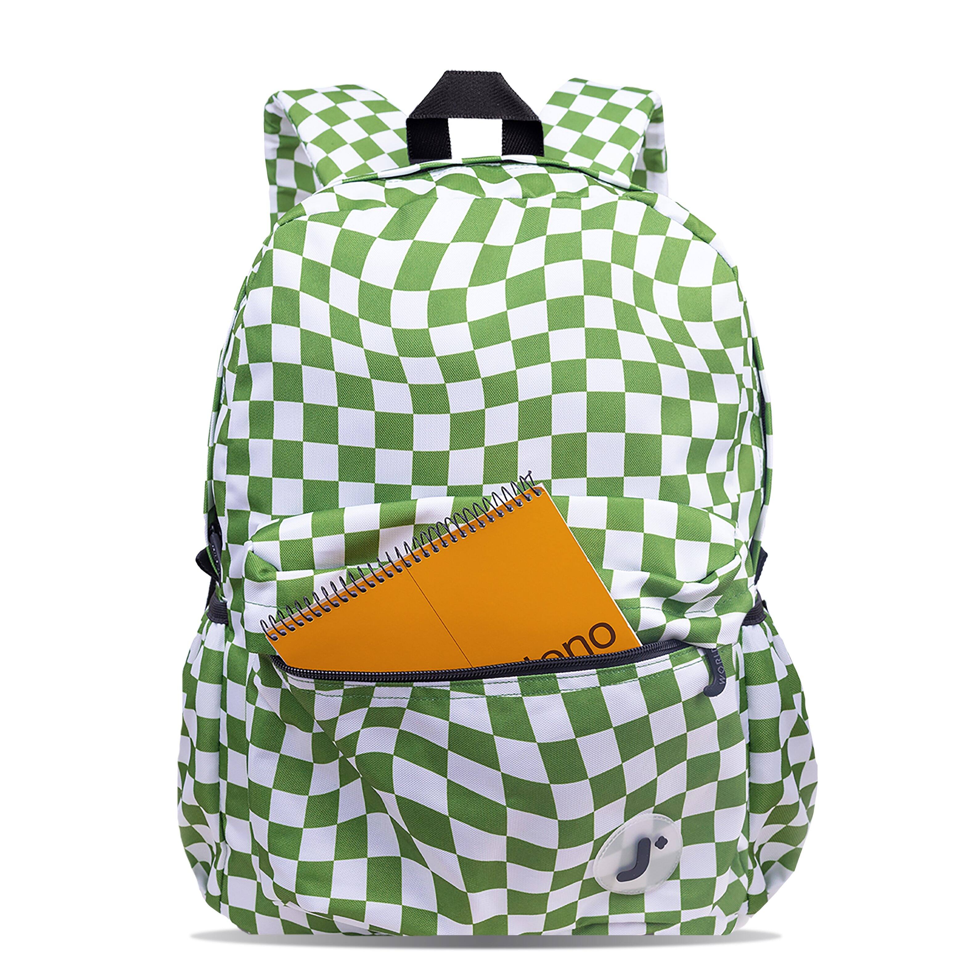 Alt View 2. J World - J World Unisex Oz 17" Daily Backpack For School And Travel - Matcha Checkers - MATCHA CHECKERS.