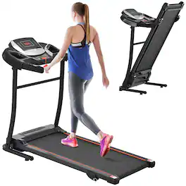 Akoasm - Folding Treadmill Walking Jogging Machine with 2.5 HP Quiet Brushless Motor, 7.5 MPH, 3 Level Incline, 300LBS Capacity - Black/Silver