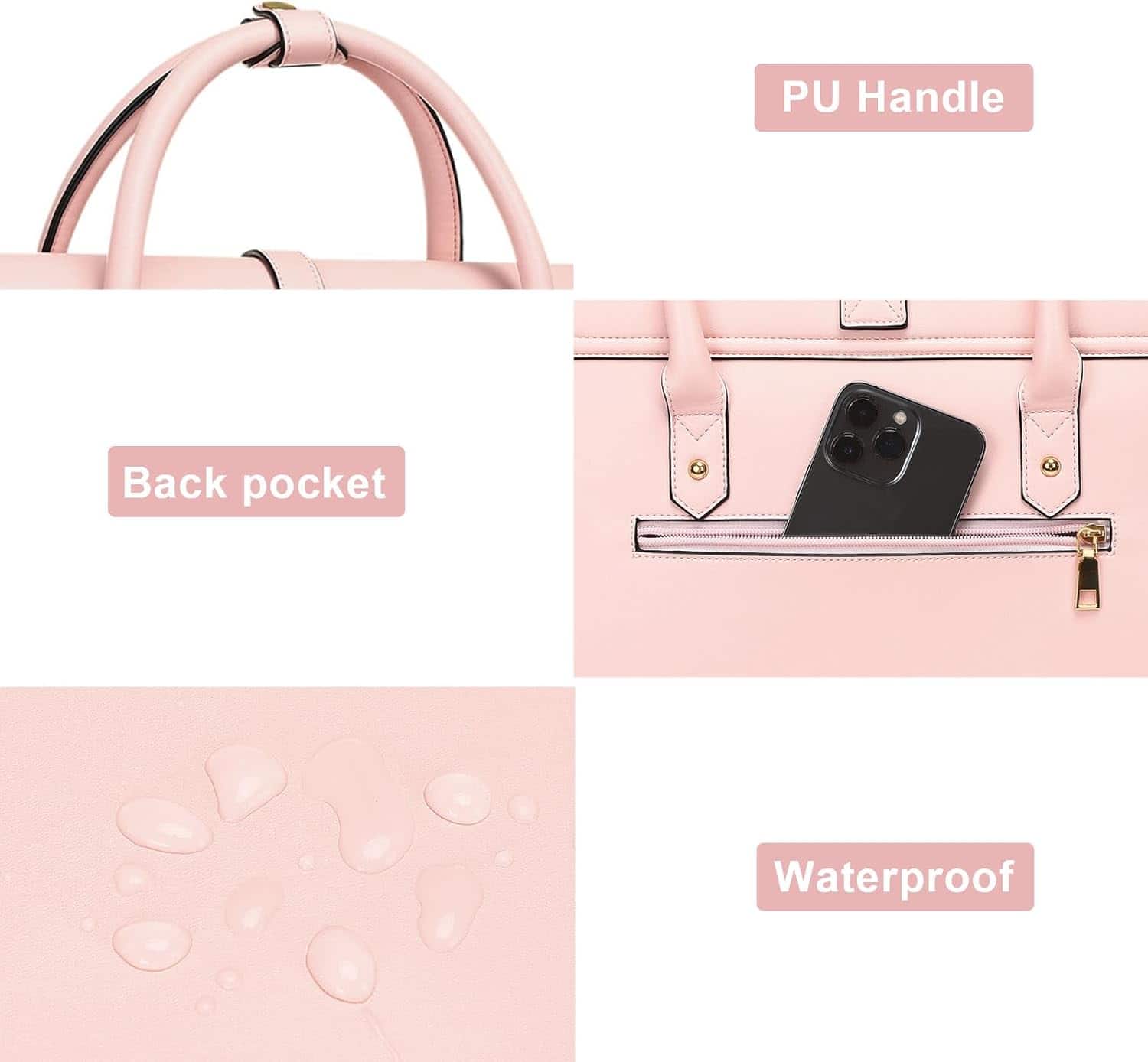 mosiso Laptop Bag for Women 17 17.3 inch PU Leather Laptop