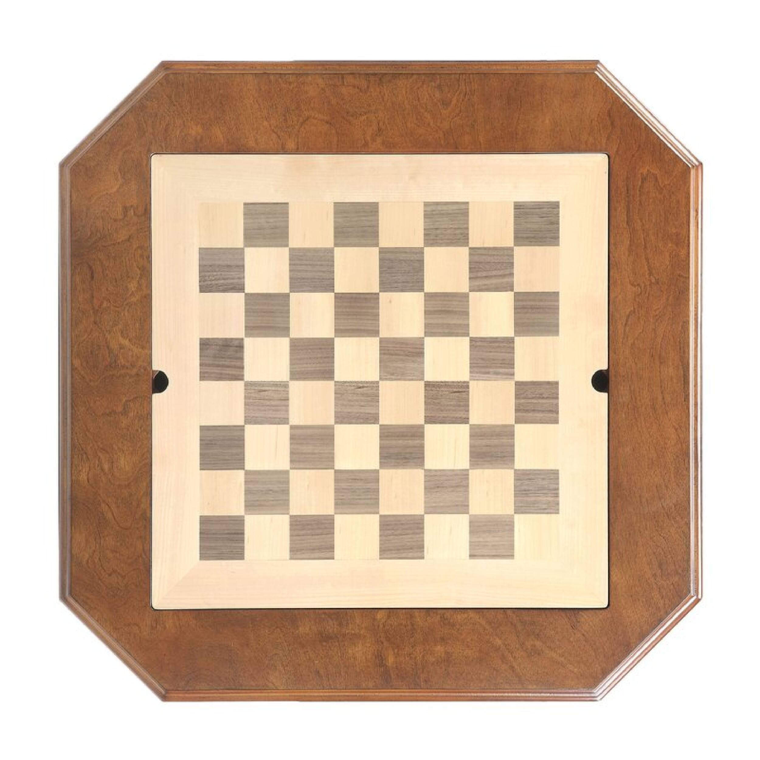 Back. Manhattan Lane - Susy 28 Inch Wood Reversible Board Game Table with Pedestal Stand - Brown.