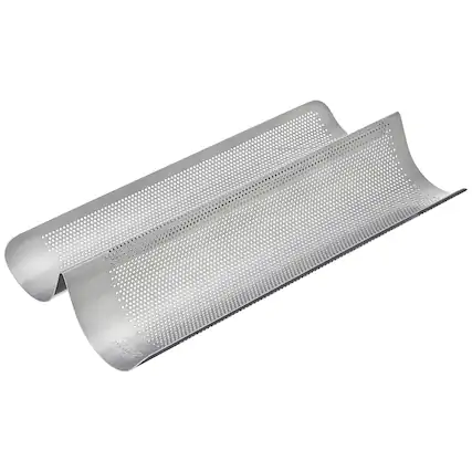 Front. Chicago Metallic - Chicago Metallic Perforated French Bread Pan - Gray.