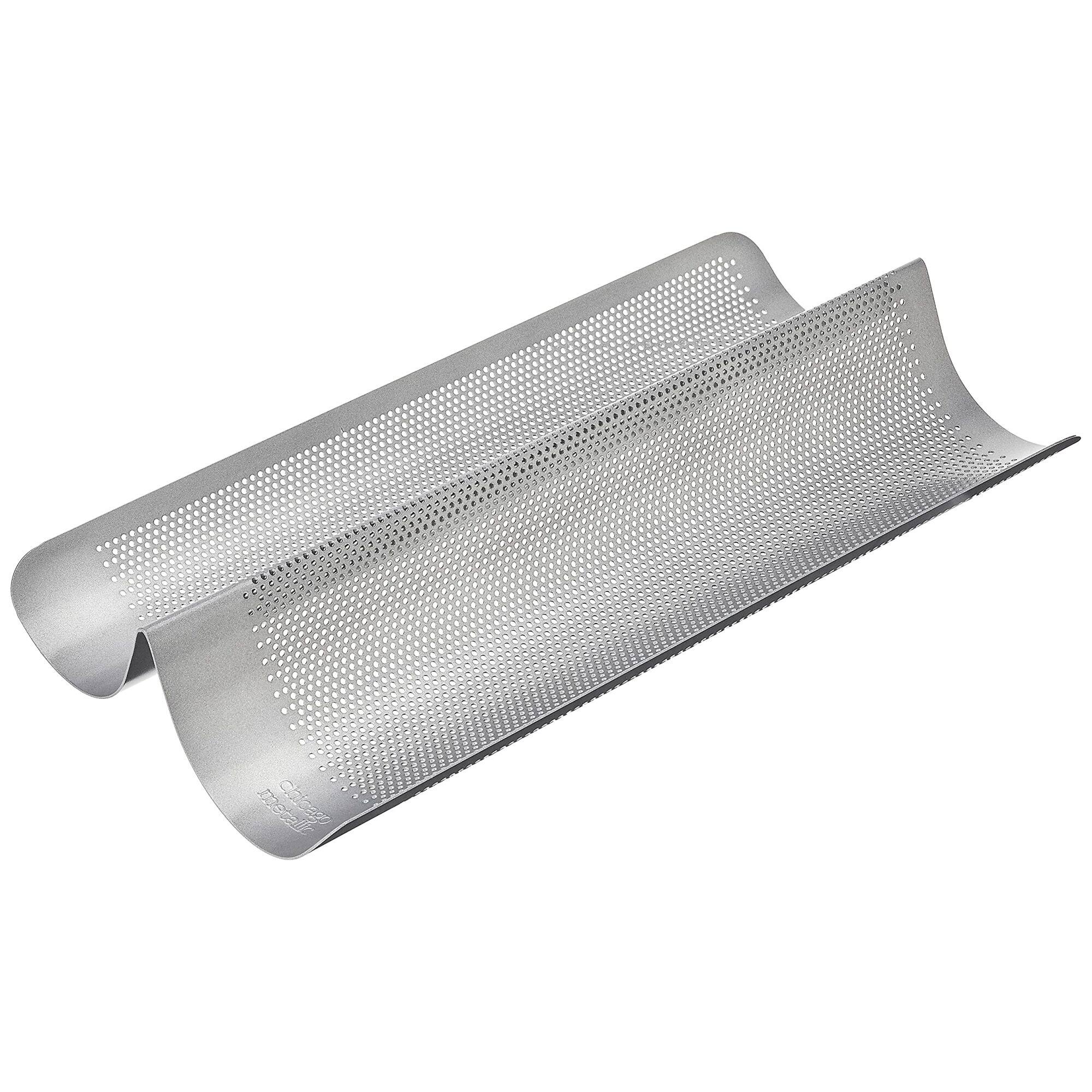 Front. Chicago Metallic - Chicago Metallic Perforated French Bread Pan - Gray.