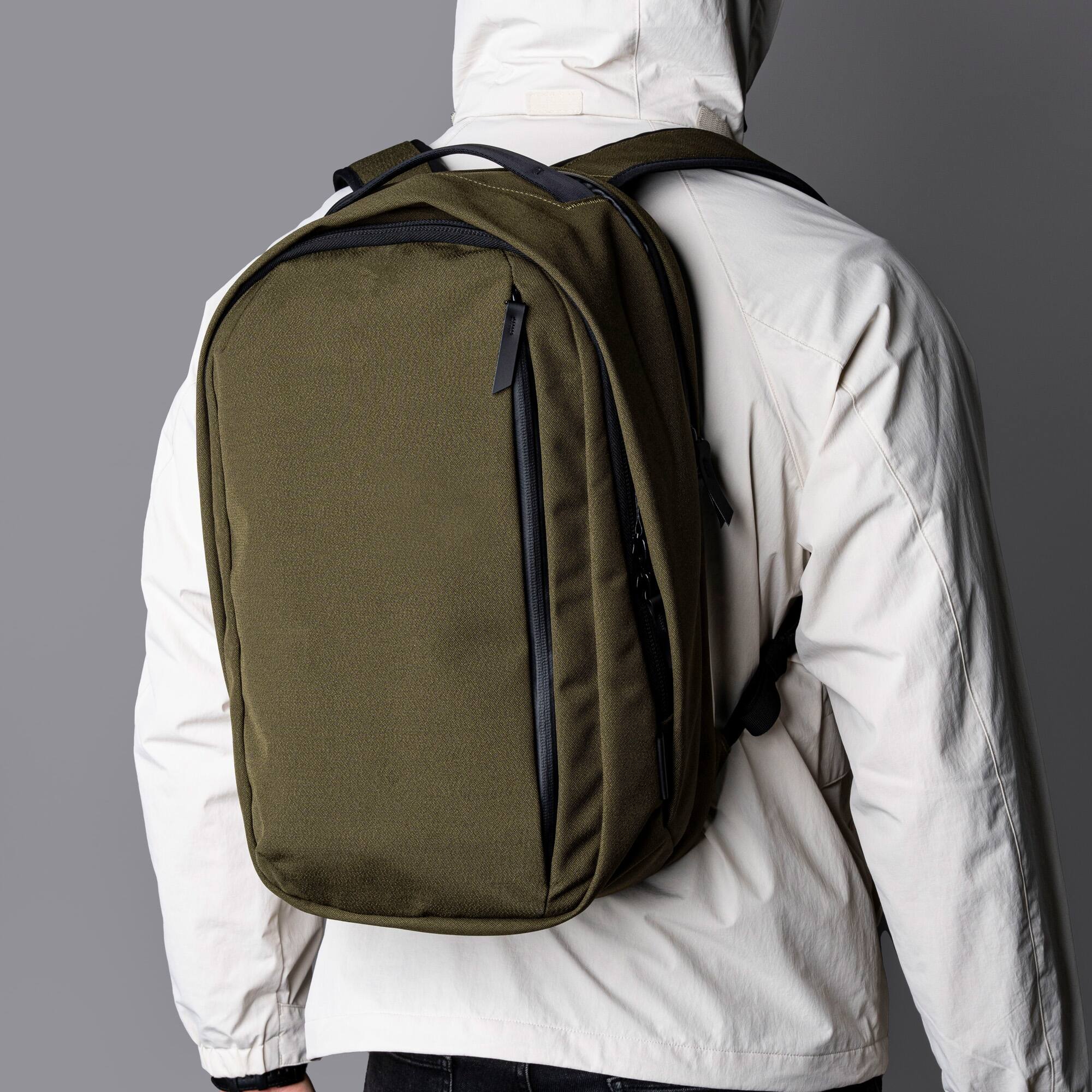 Angle. ALPAKA - Metro Backpack Pro 24L Laptop Backpack for Men, Backpack with Laptop Compartment (16"), Bottle Sleeve - Army Green Axoflux 600D.