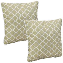 Sunnydaze - Indoor and Outdoor Throw Pillow - 16 in - Tan and White Lattice