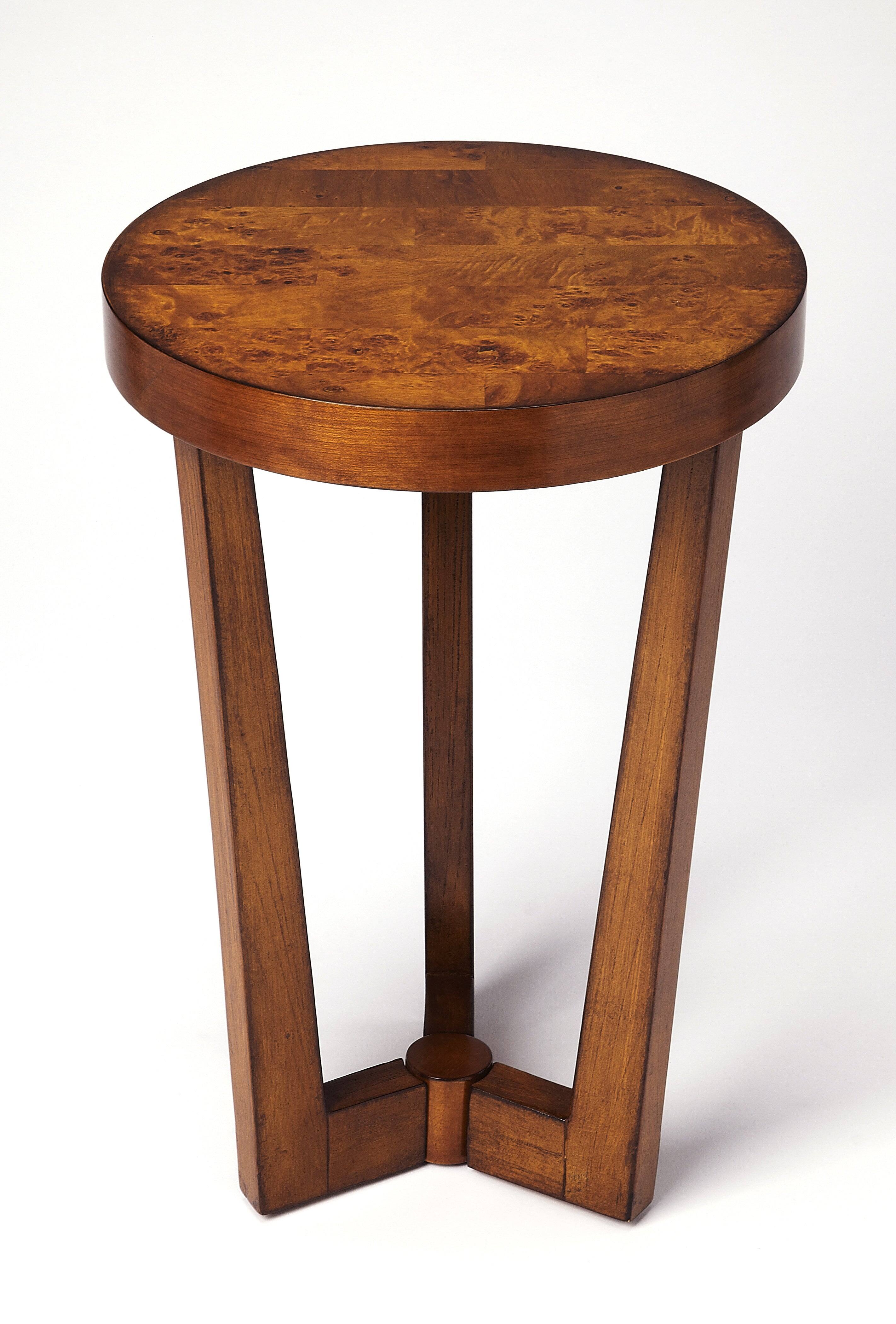 Butler Specialty - Aphra 16 in. W Round Wood Side Table with Tripod Base - Medium Brown
