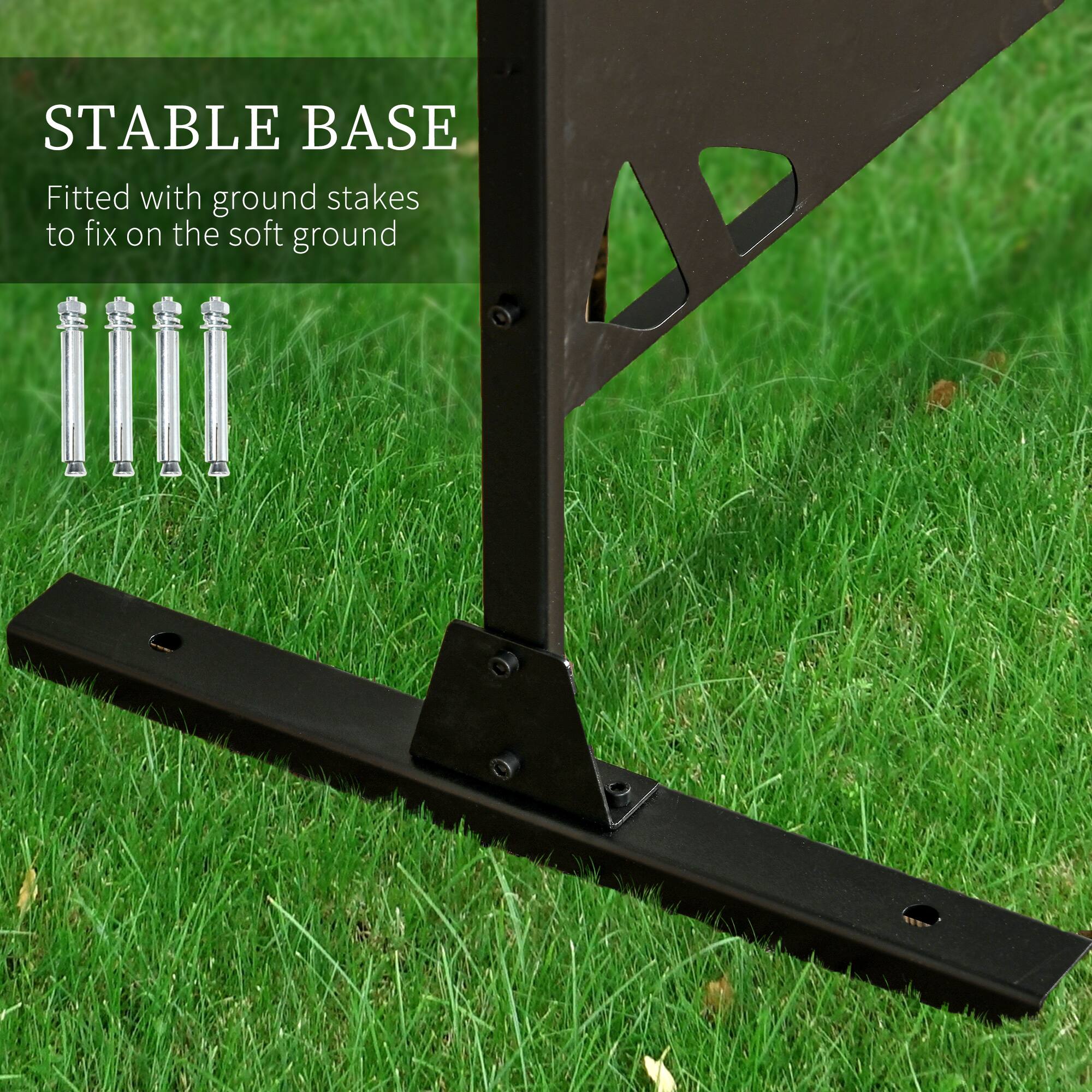 STABLE BASE
Fitted with ground stakes to fix on the soft ground