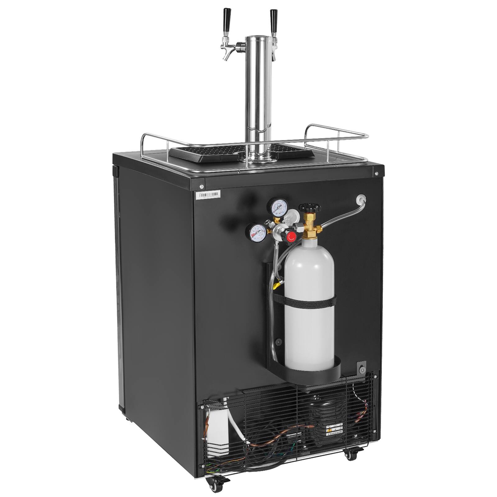Alt View 5. VEVOR - Beer Kegerator, Dual Tap Draft Beer Dispenser, Full Size Keg Refrigerator With Shelf, CO2 Tank(No Gas), Drip Tray - Black,Grey.