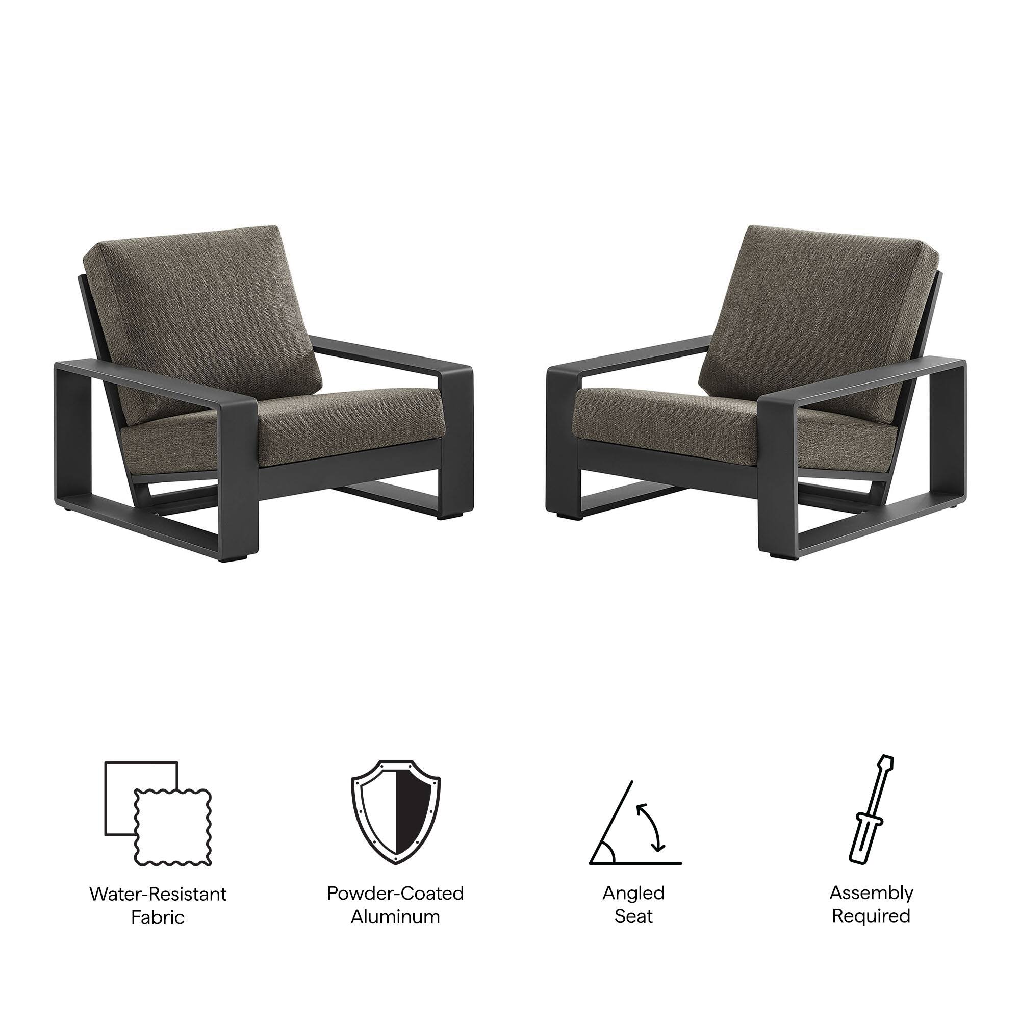 - Water-Resistant Fabric
- Powder-Coated Aluminum
- Angled Seat
- Assembly Required