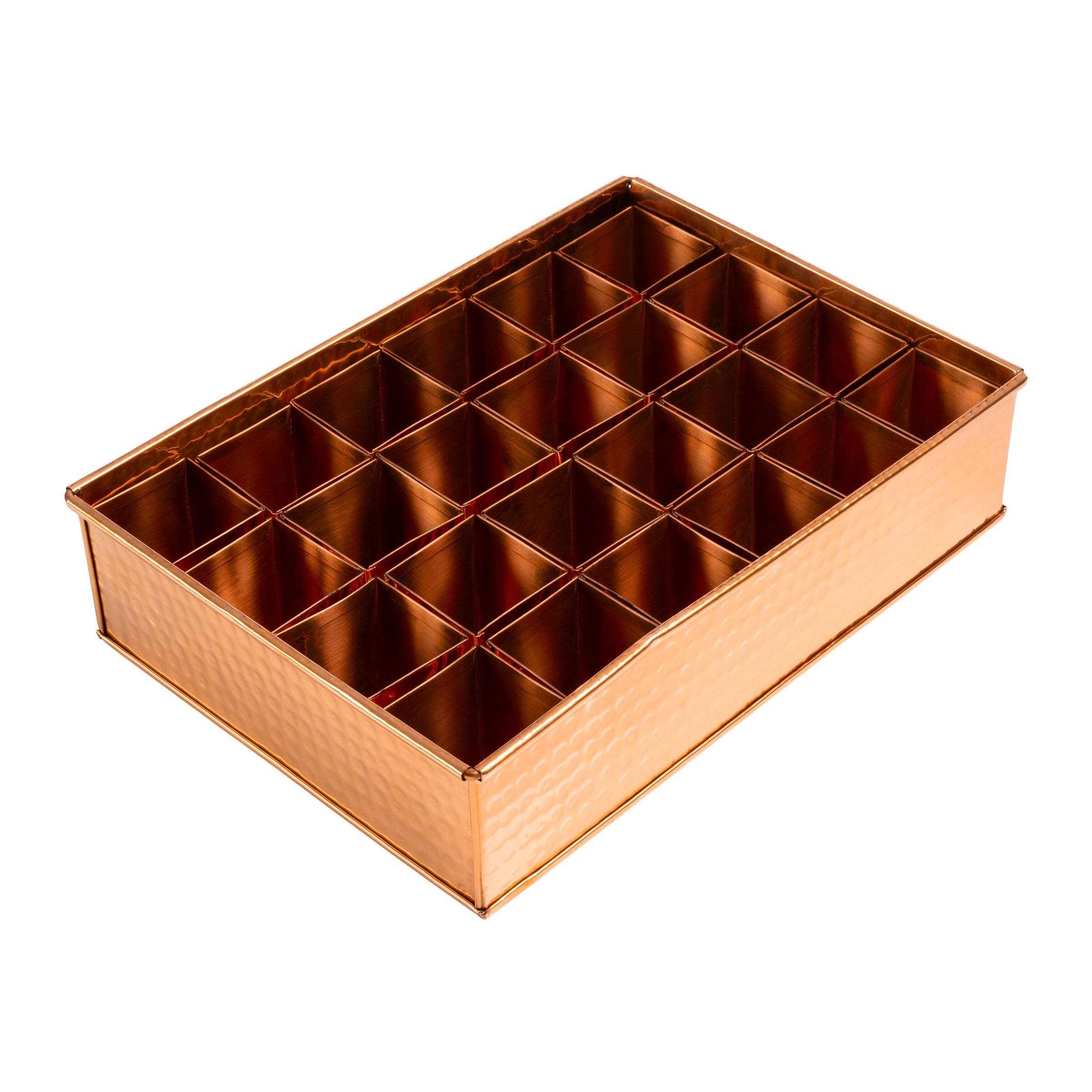 Angle. Kings County Tools - Metal Seed Starter Tray - Copper.