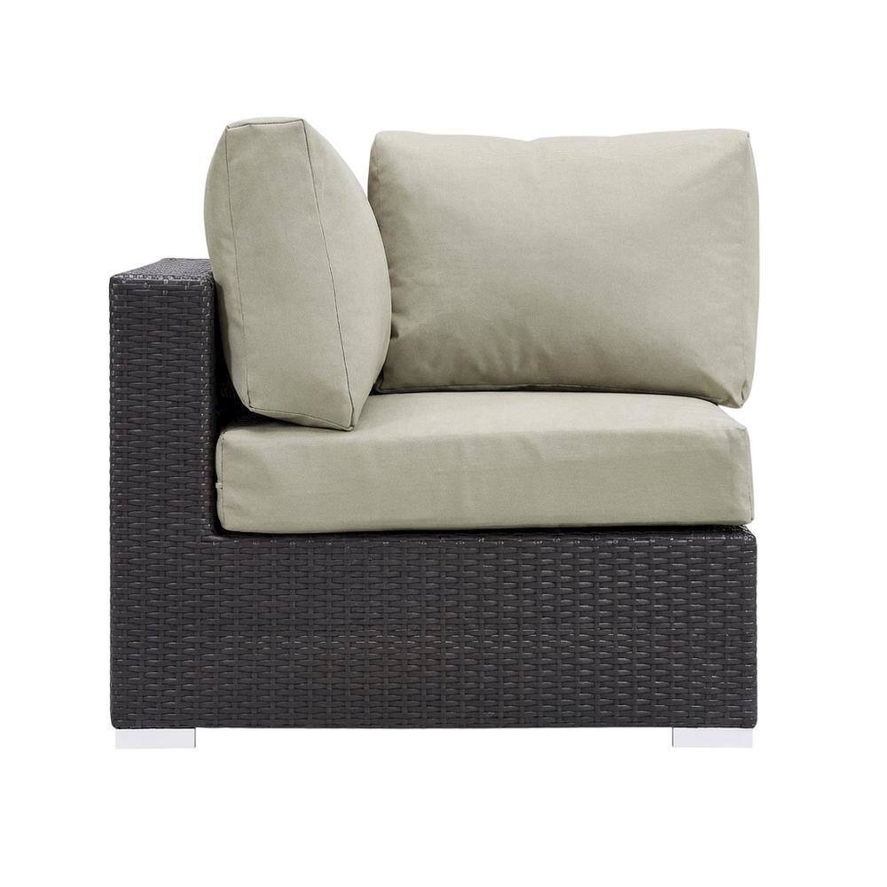 Back. Outdoor Escape - Outdoor Patio Corner With Cushioned Seating And Armrests For Cozy Outdoor Living - Beige.