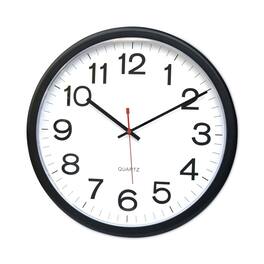 Universal - UNV11381 13.5 in. Round Indoor/Outdoor Wall Clock - Black Case - White/Black