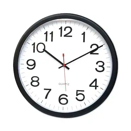 Front. Universal - UNV11381 13.5 in. Round Indoor/Outdoor Wall Clock - Black Case - White/Black.