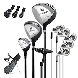 Gymax - Men's Left-Handed Complete Golf Clubs & Bag Set w/460CC #1 Driver #3 Fairway Grey - Gray