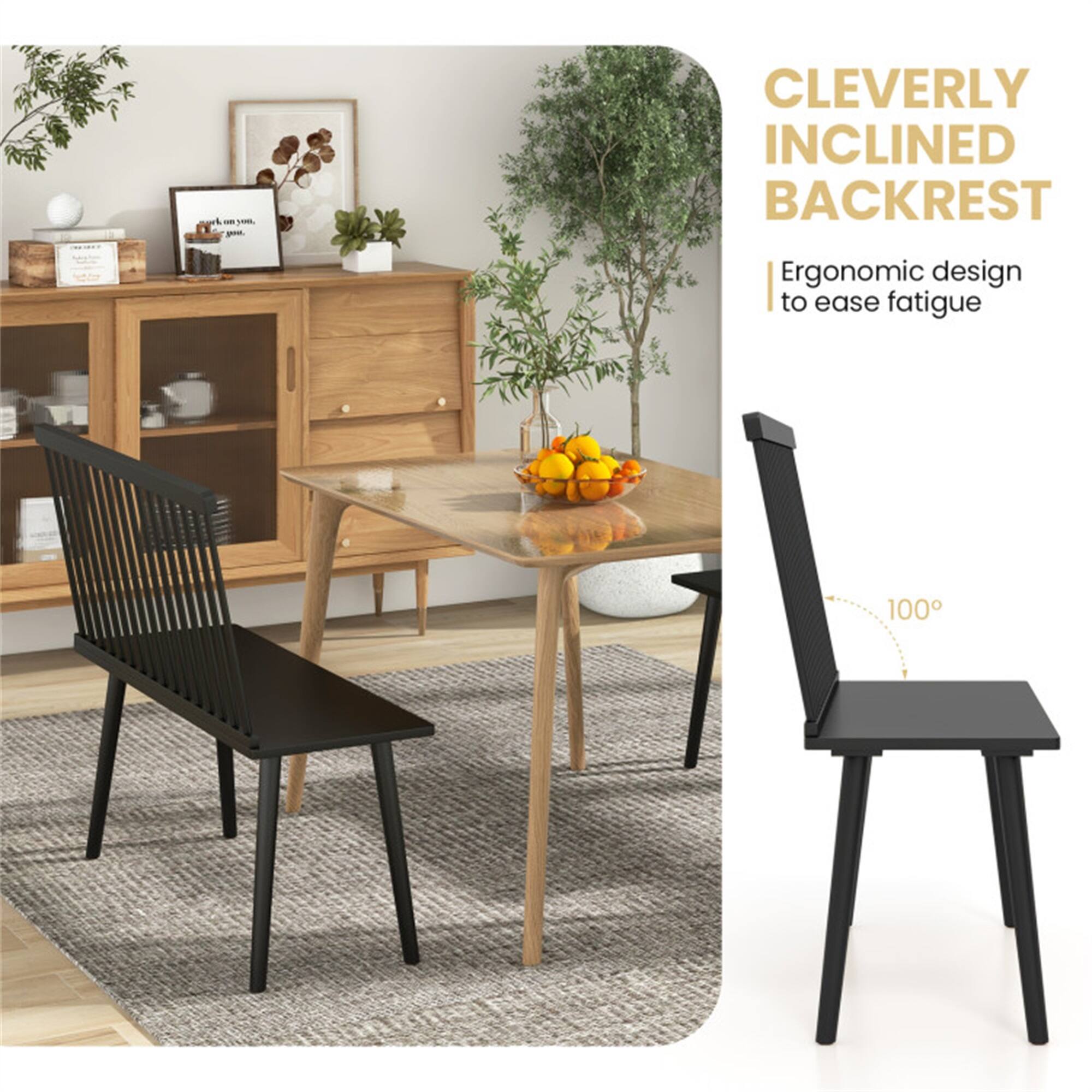 CLEVERLY INCLINED BACKREST  
Ergonomic design to ease fatigue  
100°