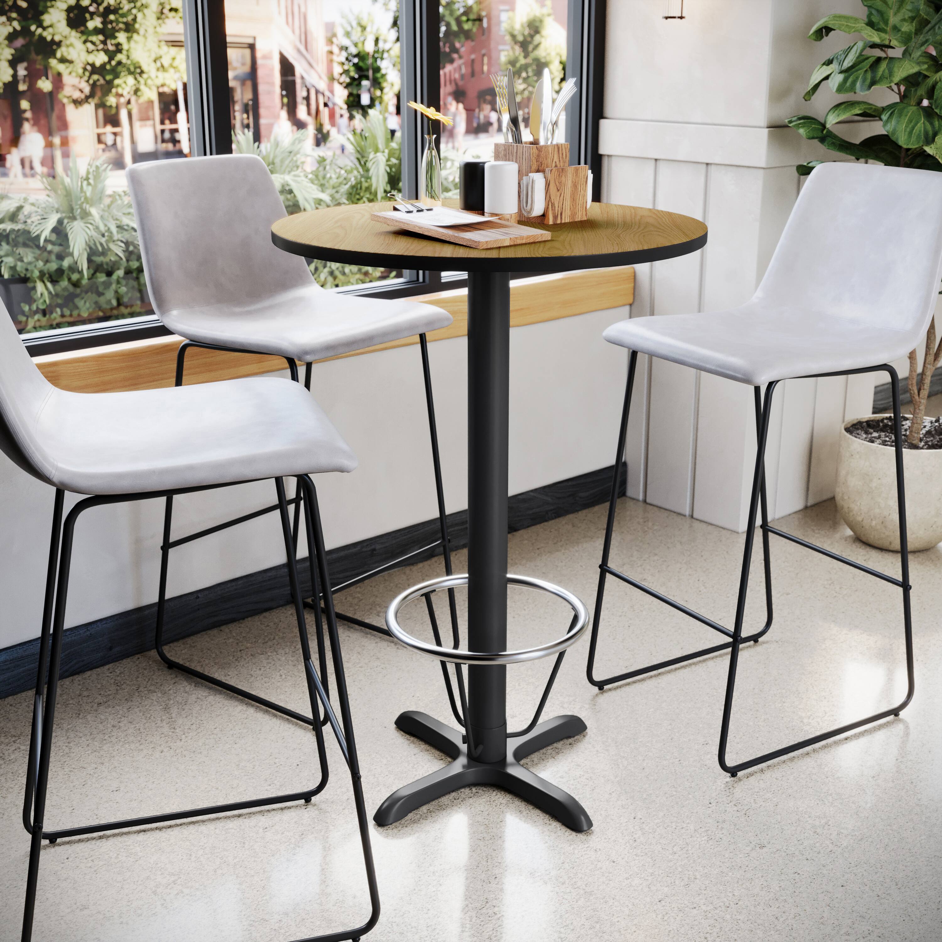 Alt View 1. Emma + Oliver - 30" Round Laminate Bar Table with 22"x22" Foot Ring Base - Natural.