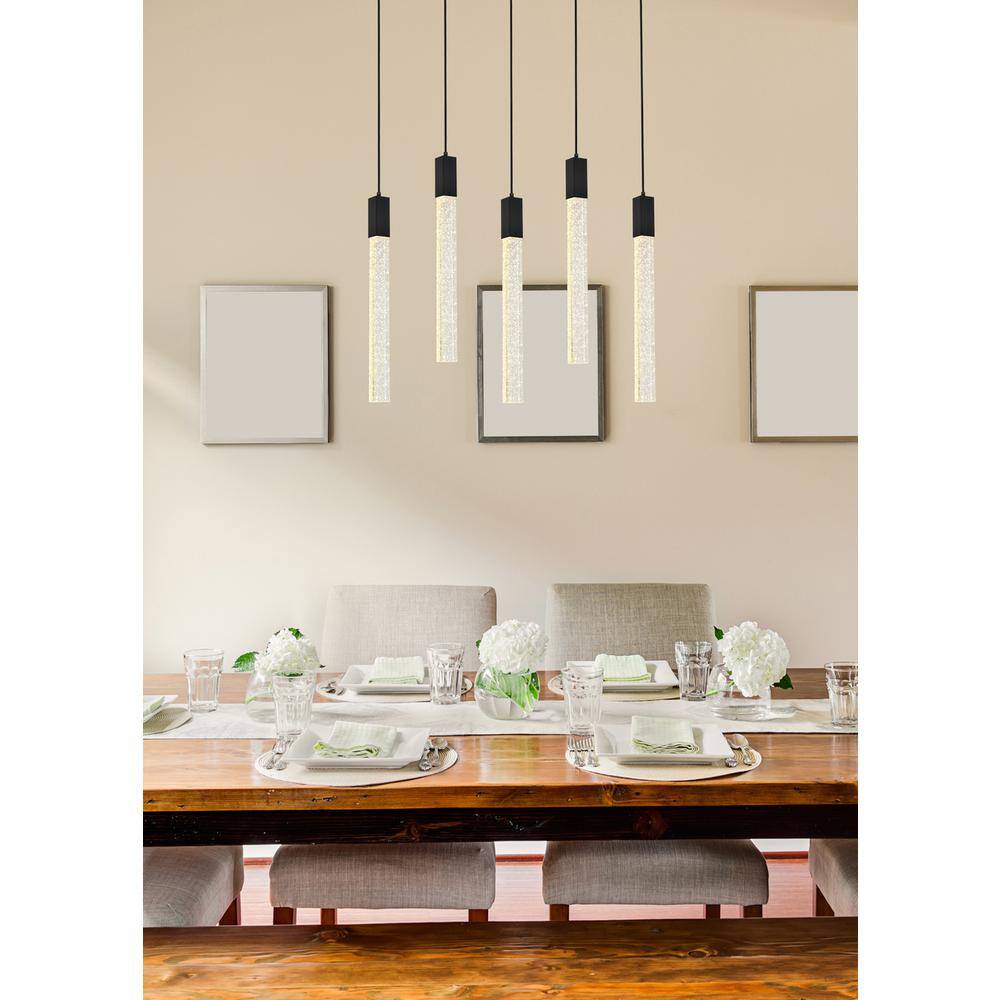 Angle. Elegant Lighting - Weston 5 lights pendant in black - Black.