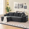 Front. Boyel Living - Compressed Black Chenille Modular Sofa with Side Storage No Assembly Required 4-Seat - Black.